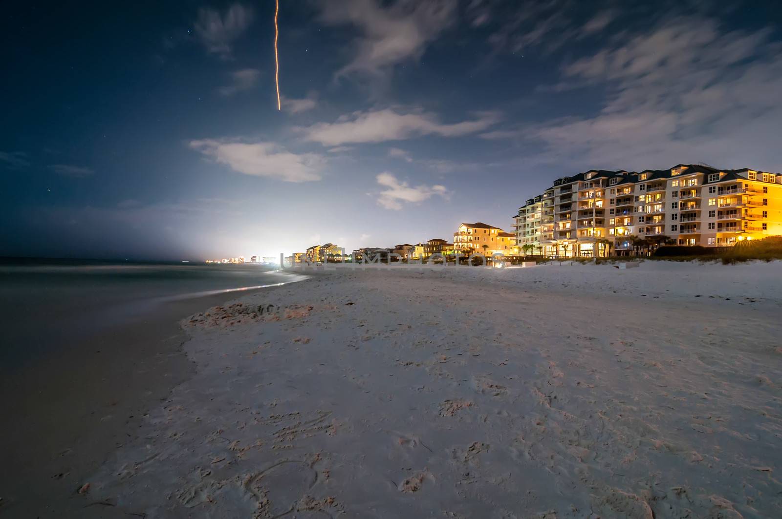 night scenes at the florida beach with super moon brightness