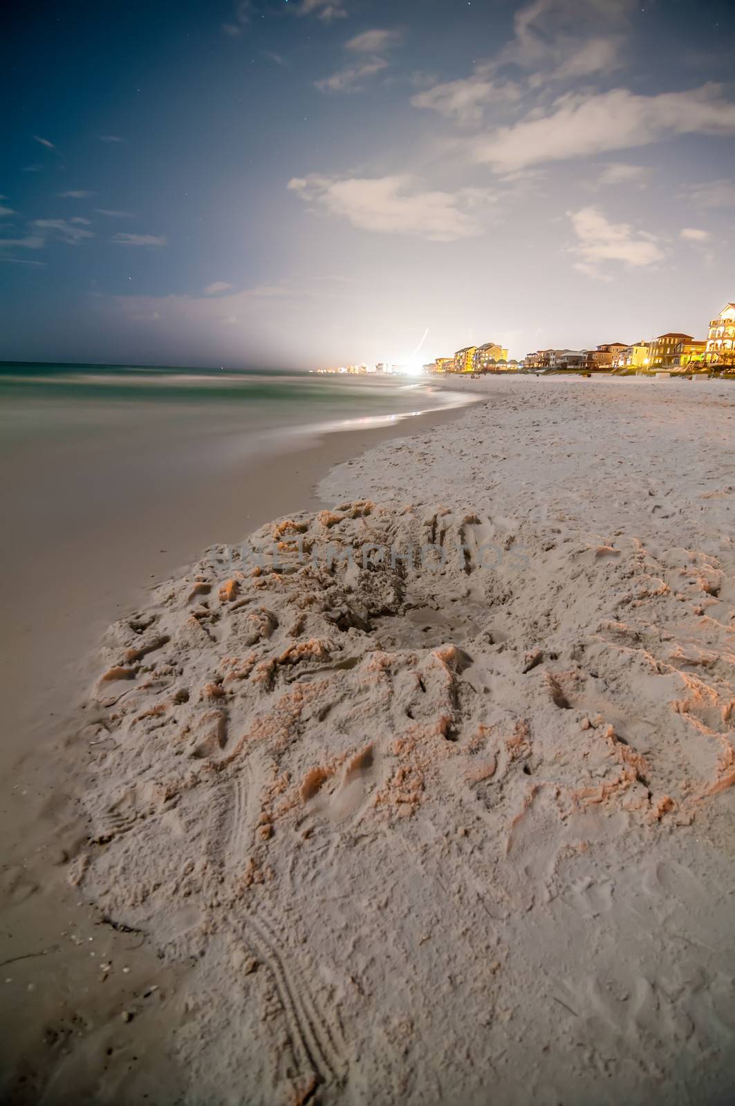 night scenes at the florida beach with super moon brightness