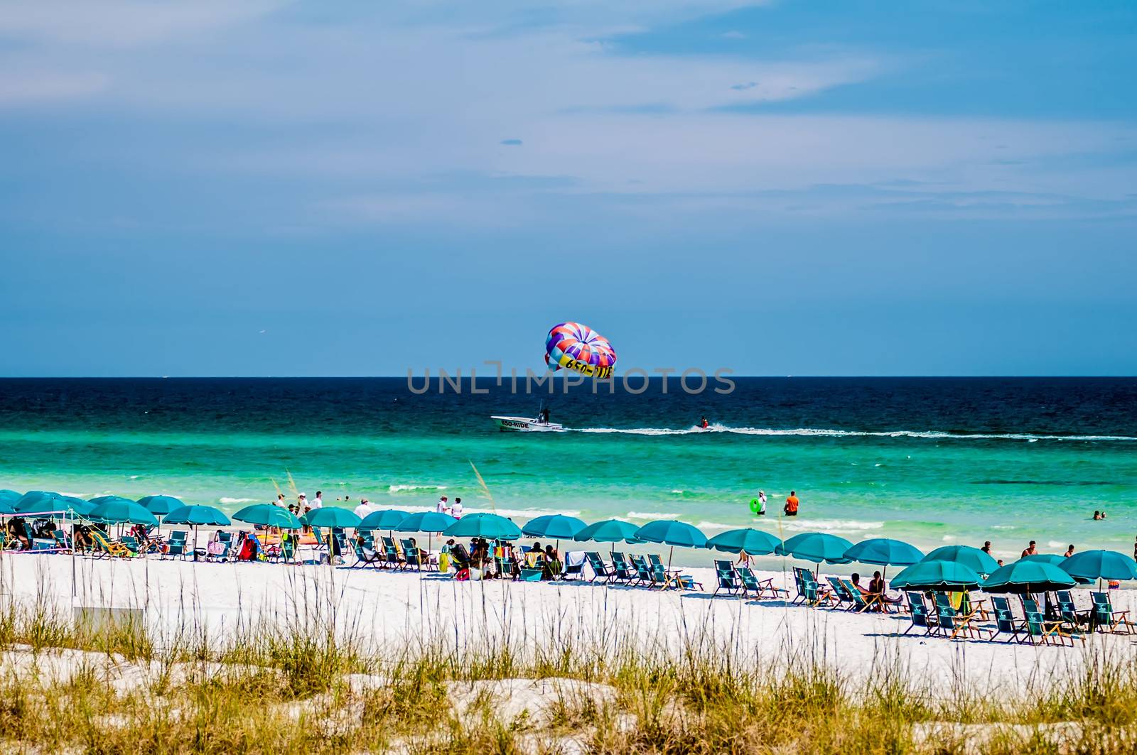 public beach in florida with many people