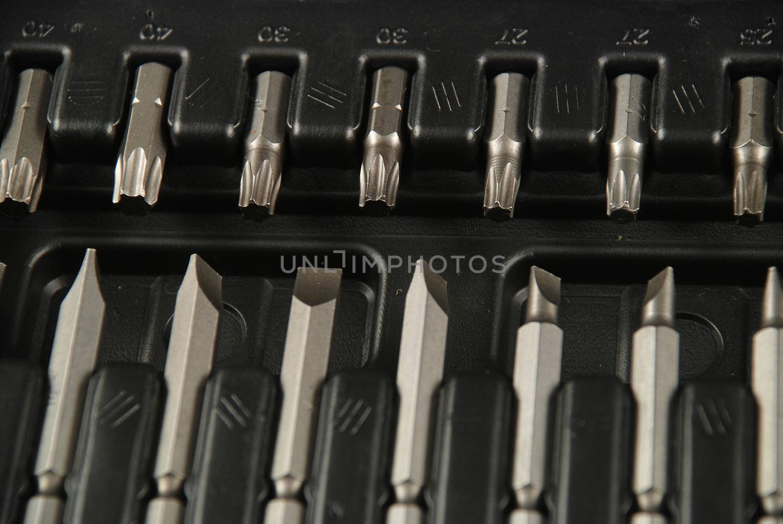 stock pictures of a set of drill bits used to make holes