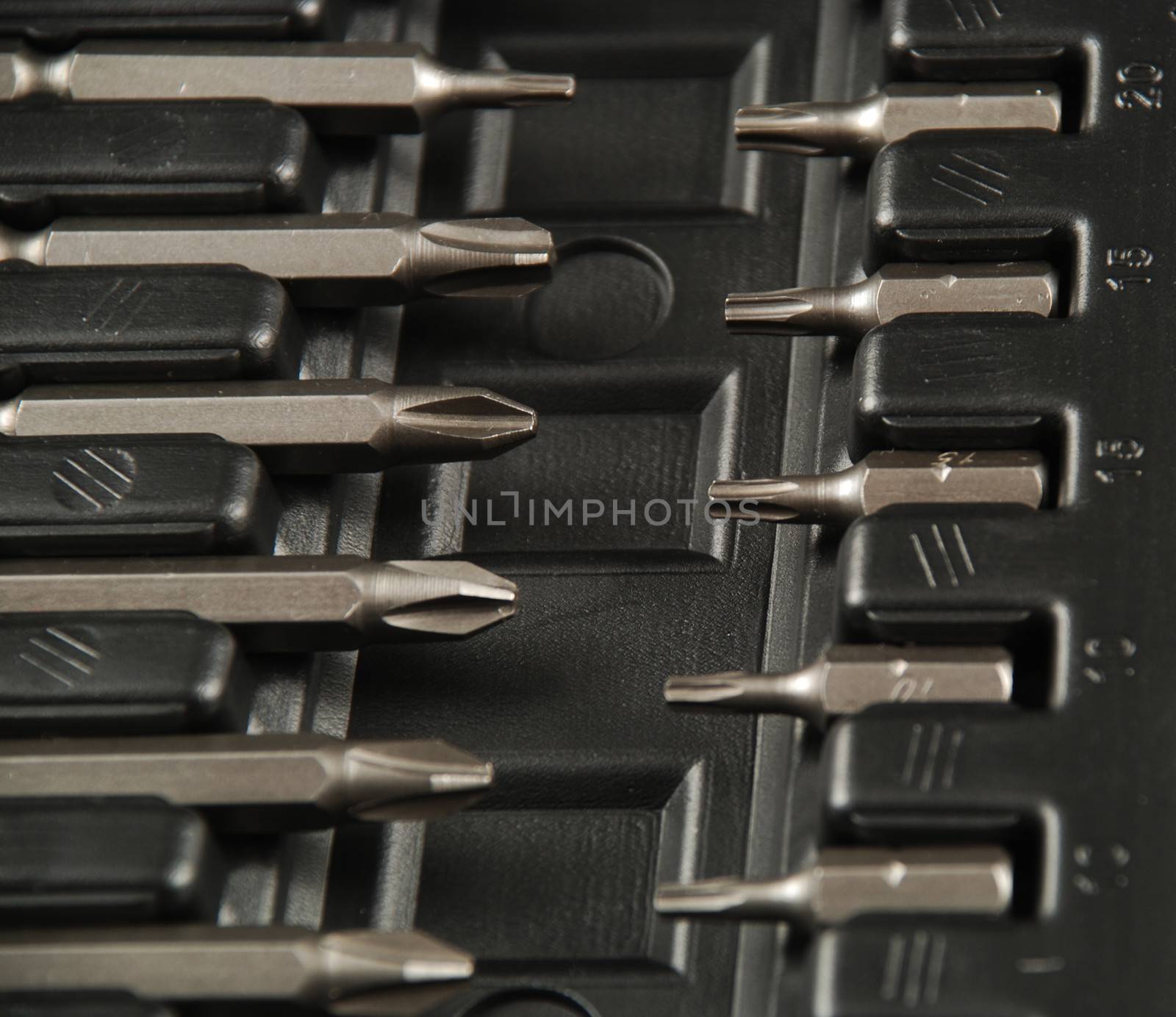 stock pictures of a set of drill bits used to make holes