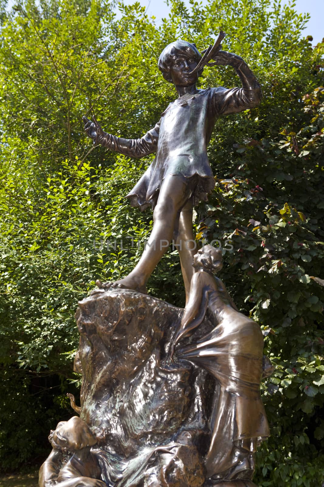 Peter Pan statue in Kensington Gardens, London.