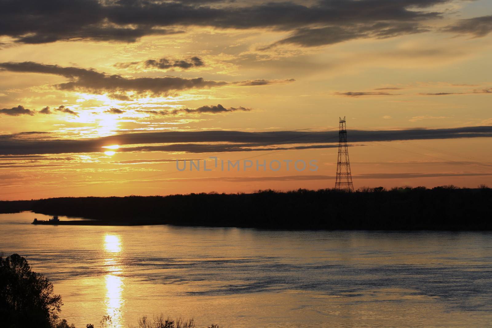 Sunset at Mississippi River- shot from Vicksburg Visitor Center