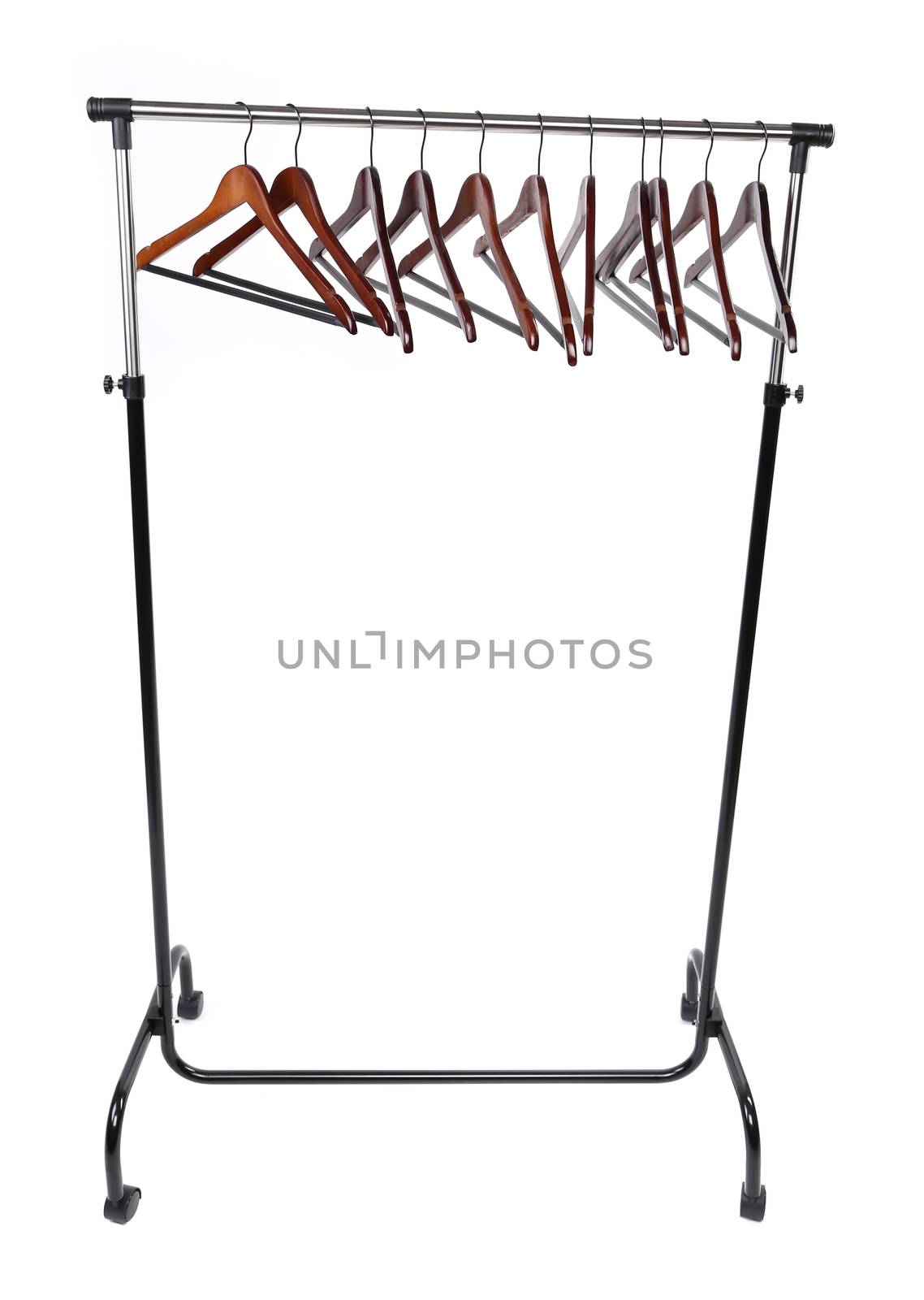 wooden clothes hangers isolated on a white background