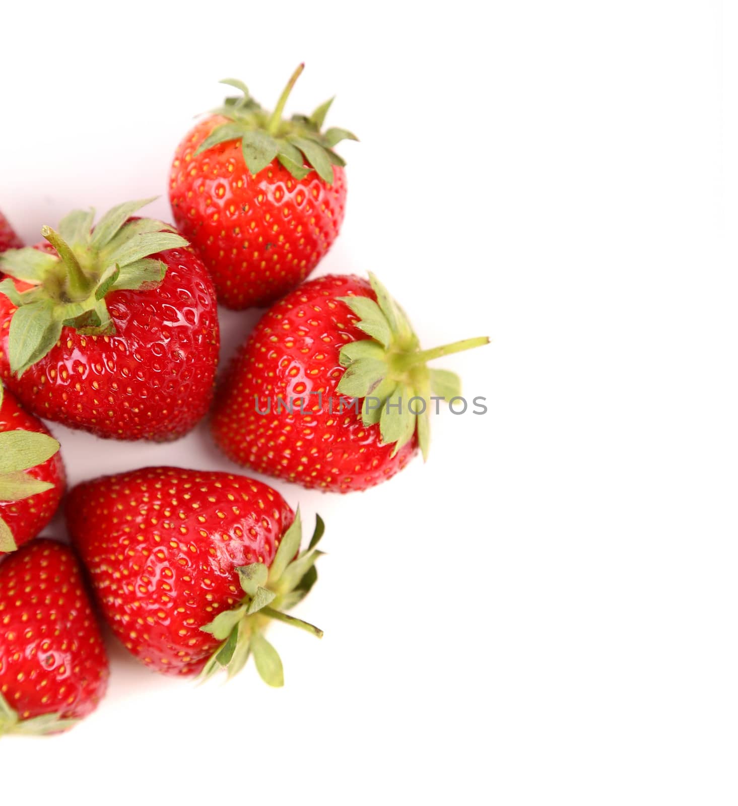 Fresh red ripe strawberries isolated on white