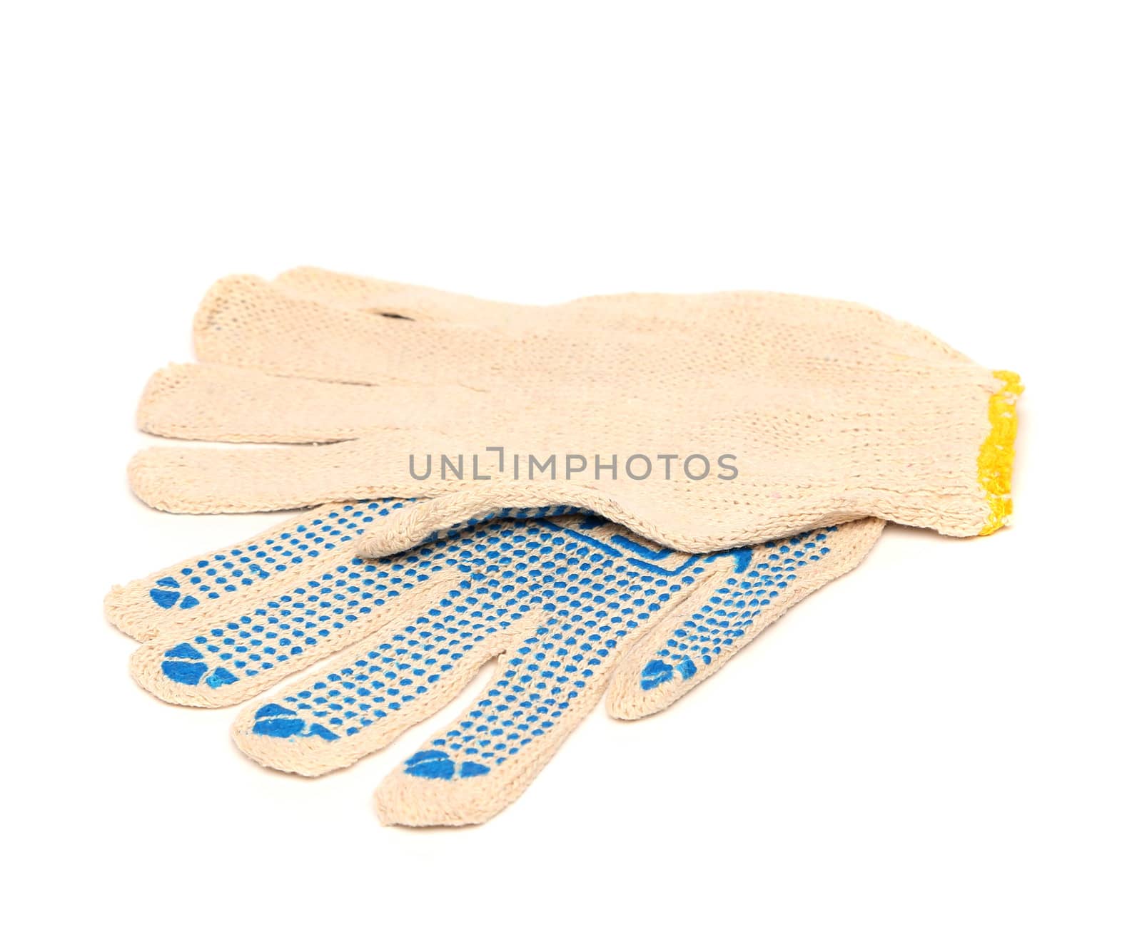 Protective gloves, isolated on a white. Outside. Inside.
