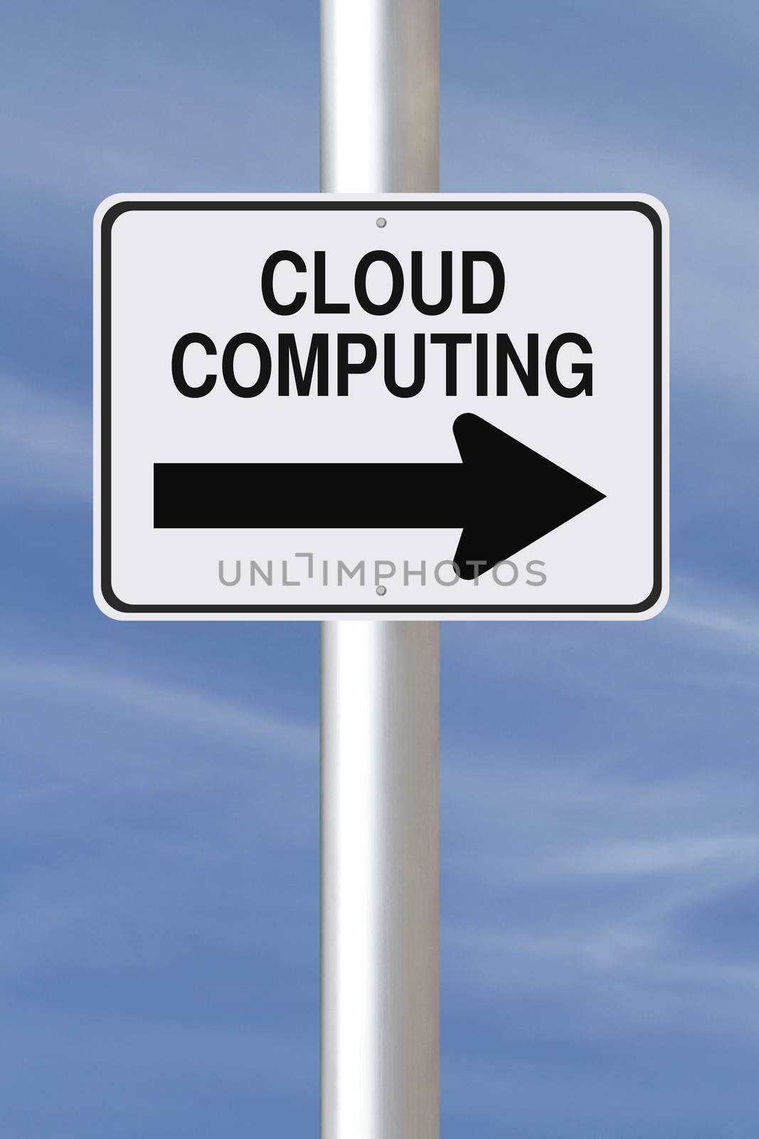 A modified one way street sign on the concept of Cloud Computing