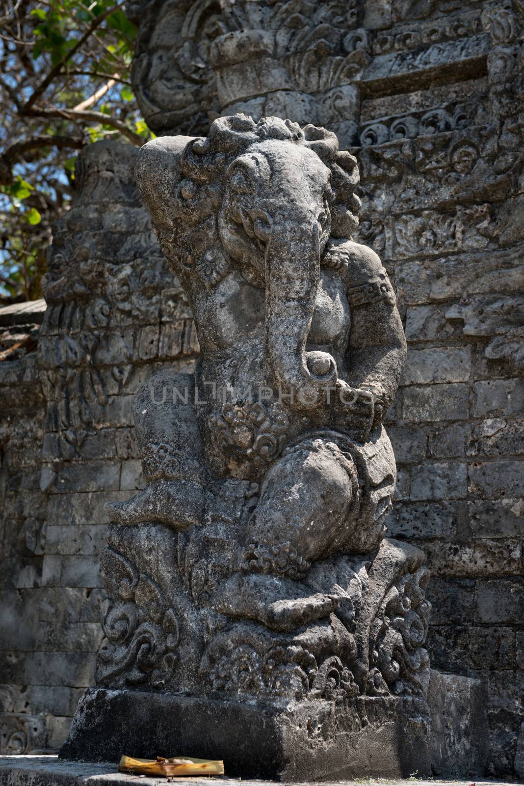 Ganesha elephant statue in front of Pura Luhur Uluwatu Temple, bali