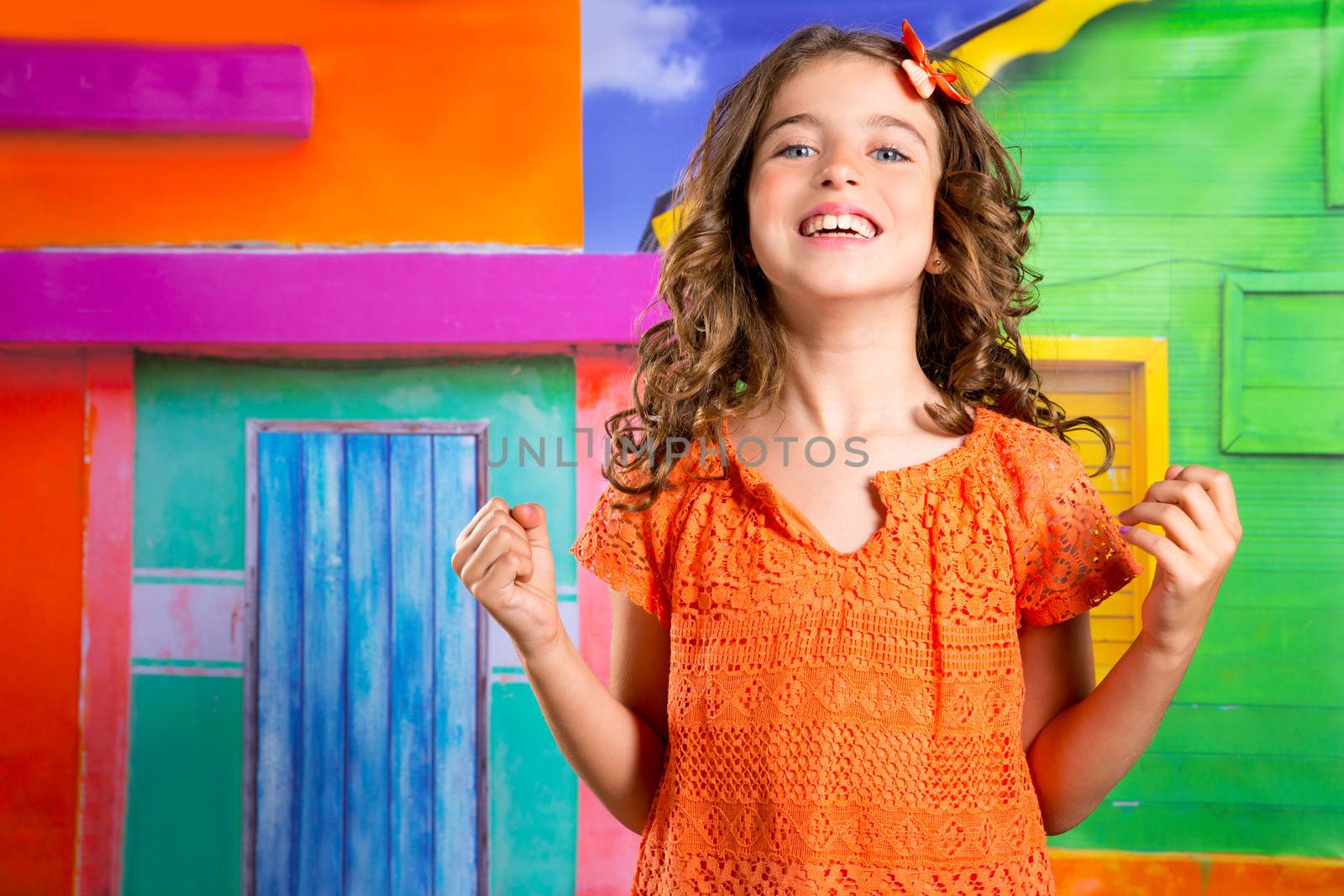excited happy expression children girl in a tropical house vacat by lunamarina