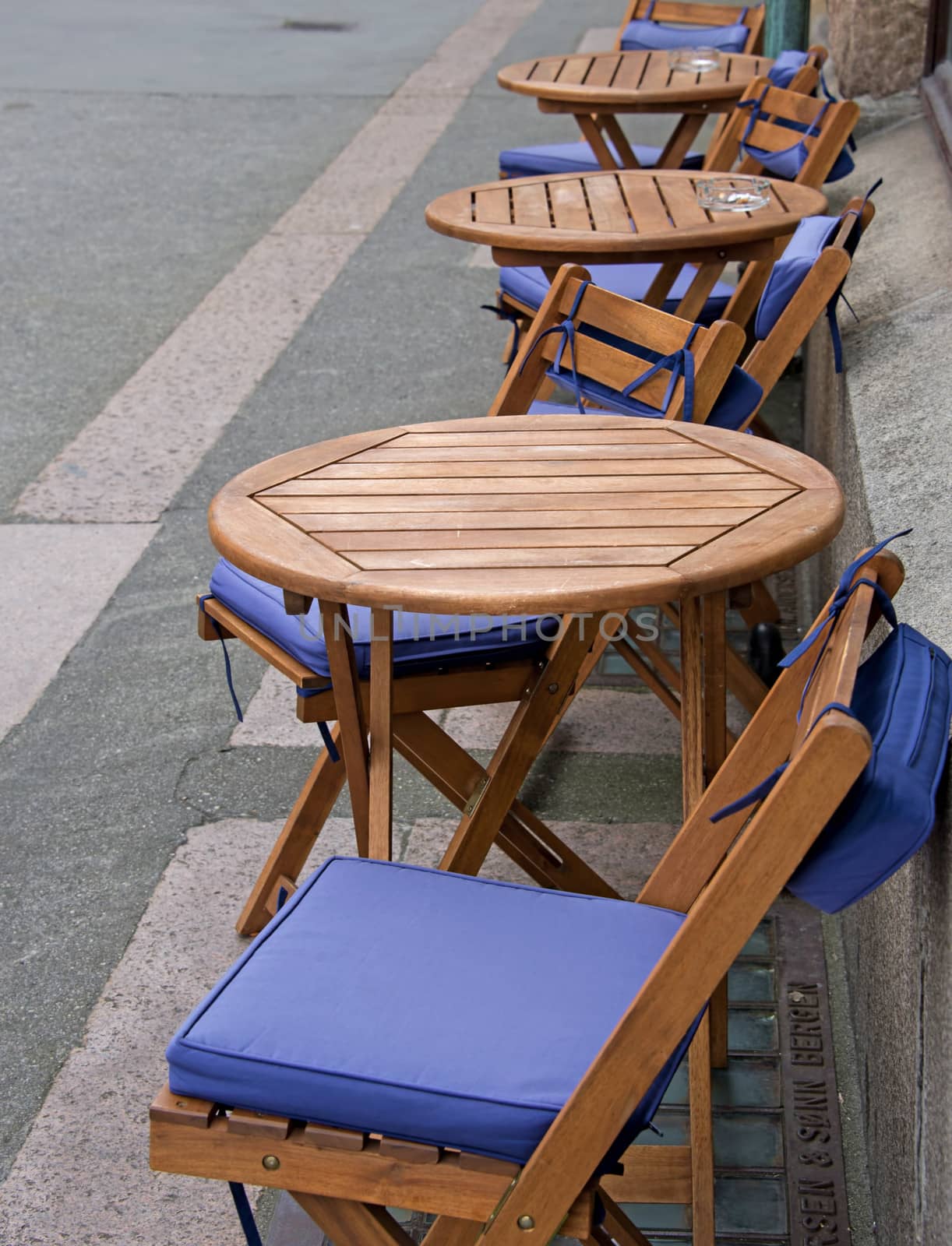 Cafe tables on the street