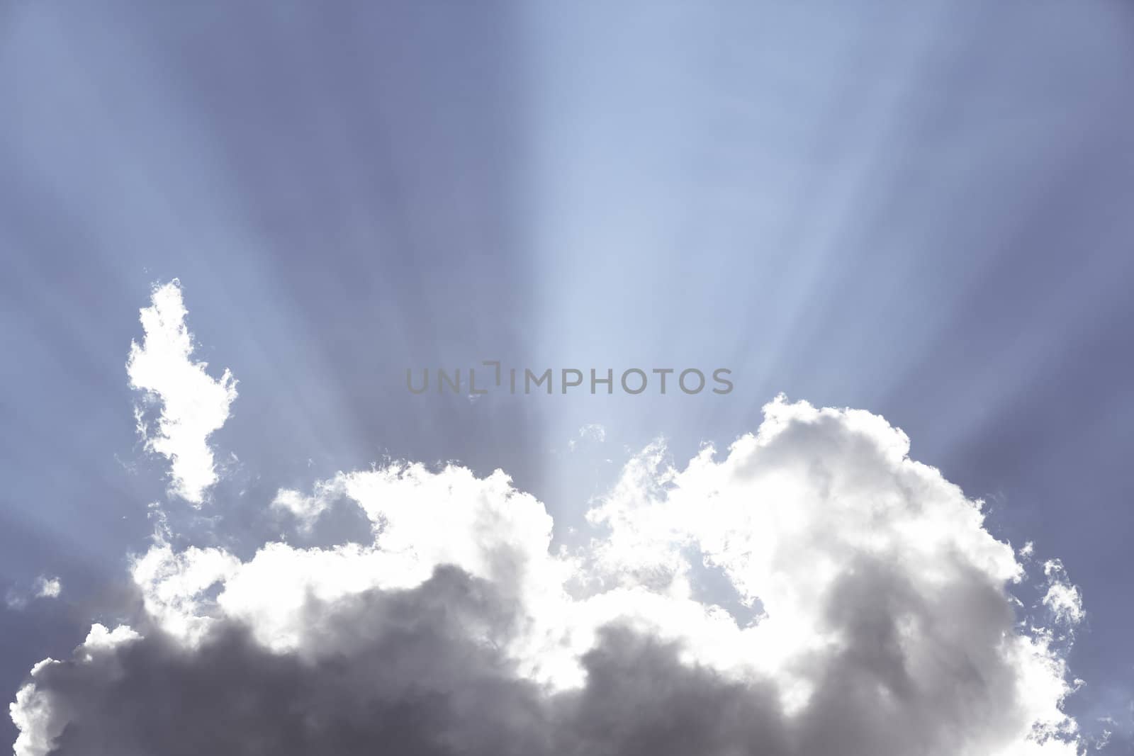 sun burst, surreal sun rays with cloud
