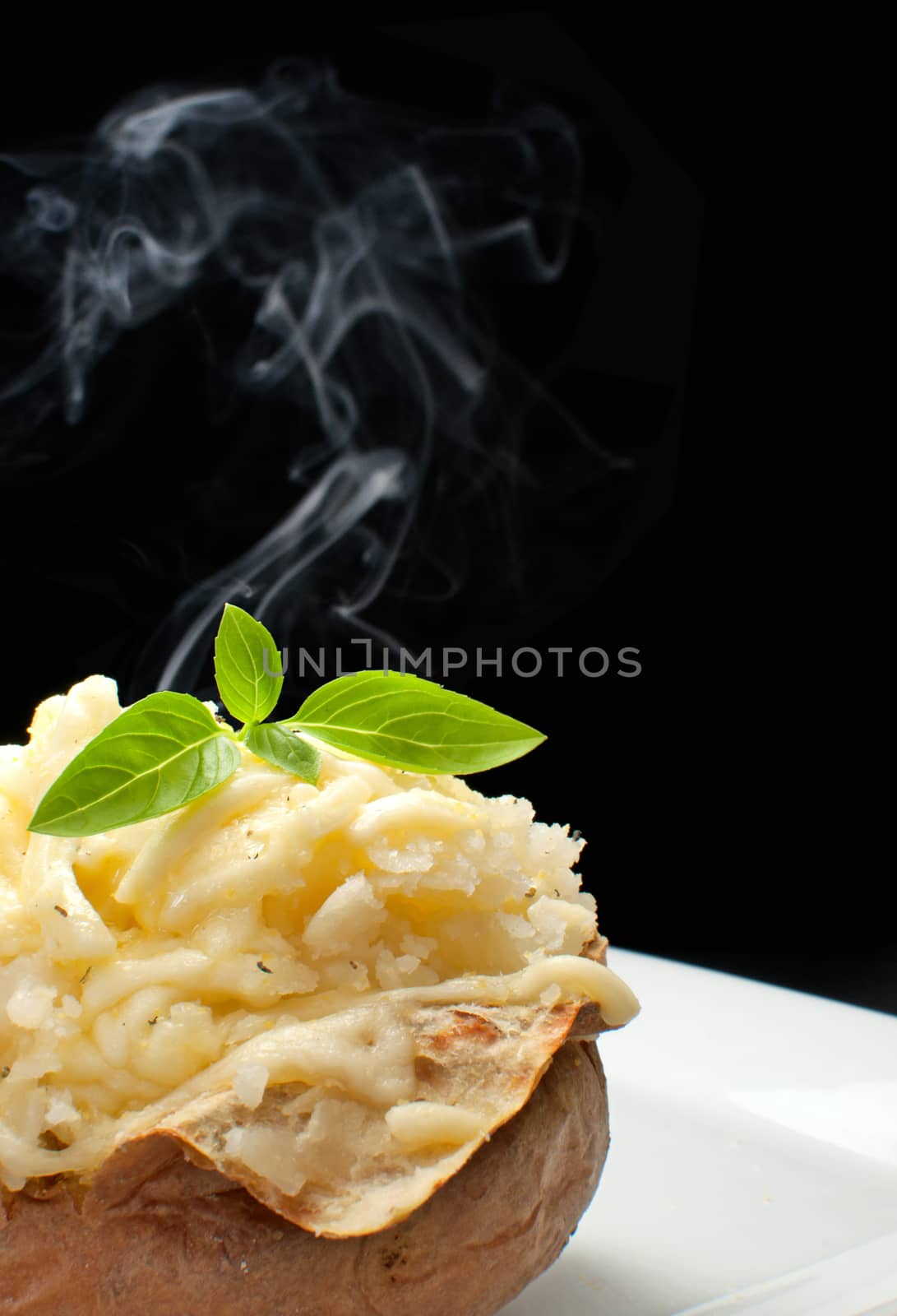 Hot oven cooked jacket potato