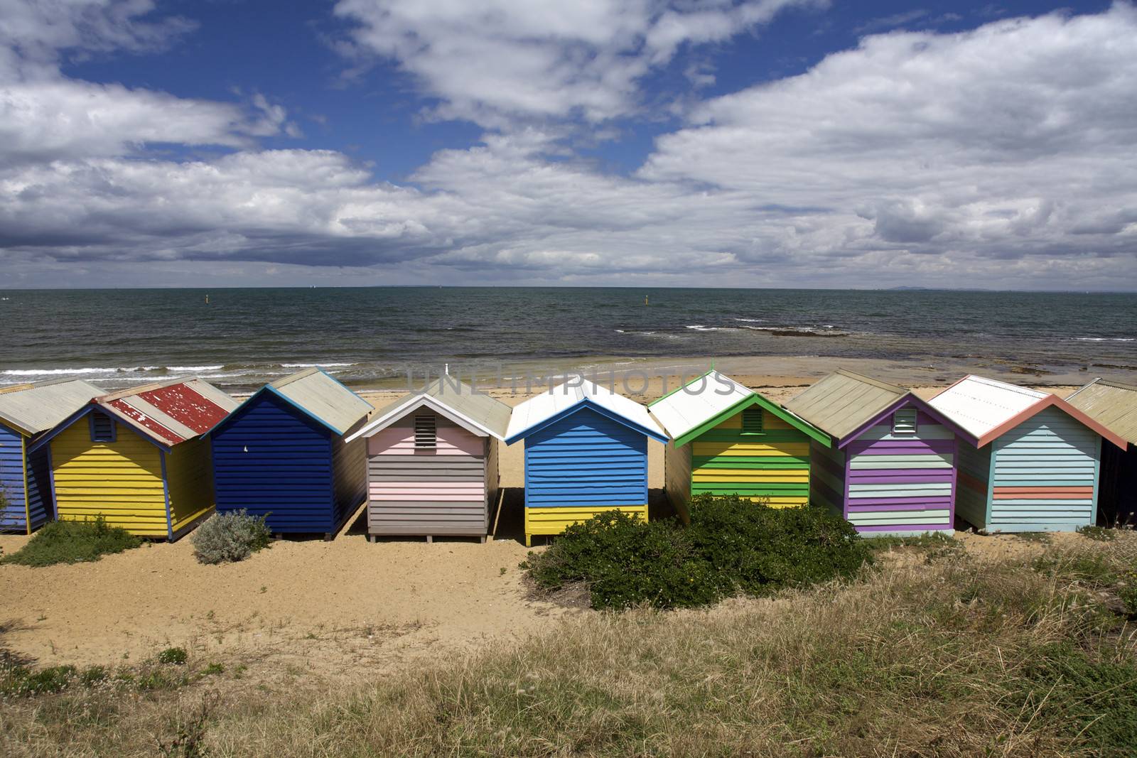 Colourful Beach Huts in Australia by instinia