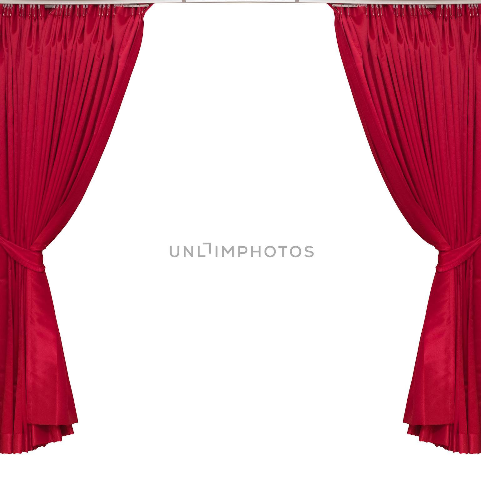 red curtains on white background