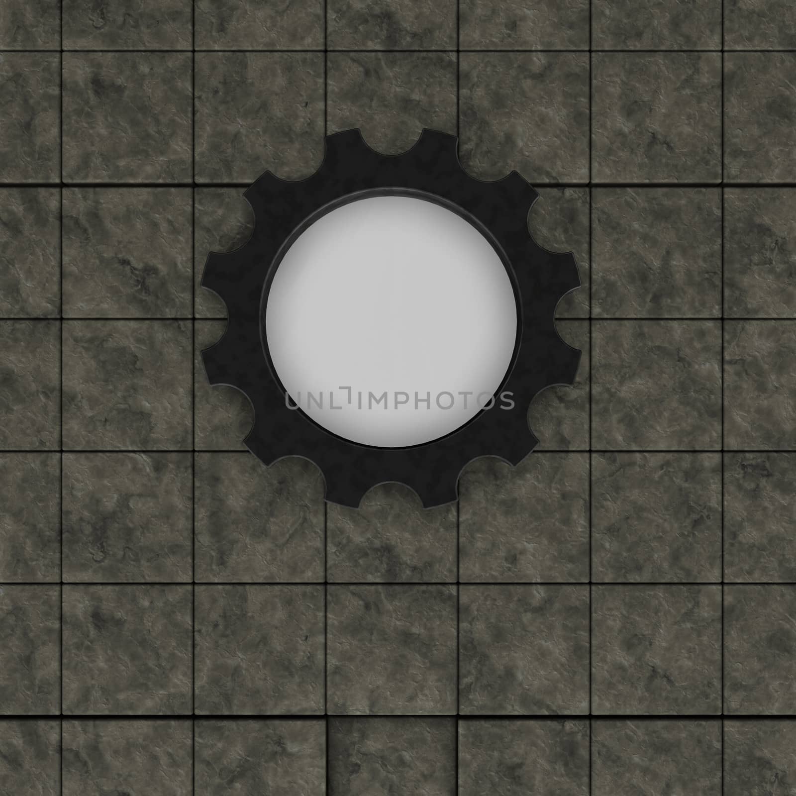 gear wheel on stone background - 3d illustration