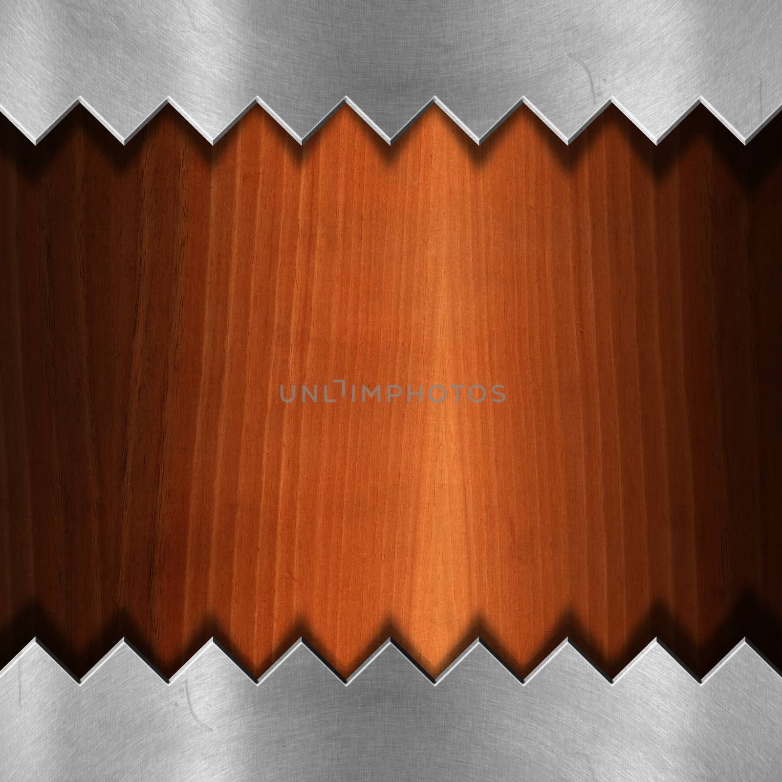 Square background with old wooden board and metal saw - Concept of carpentry
