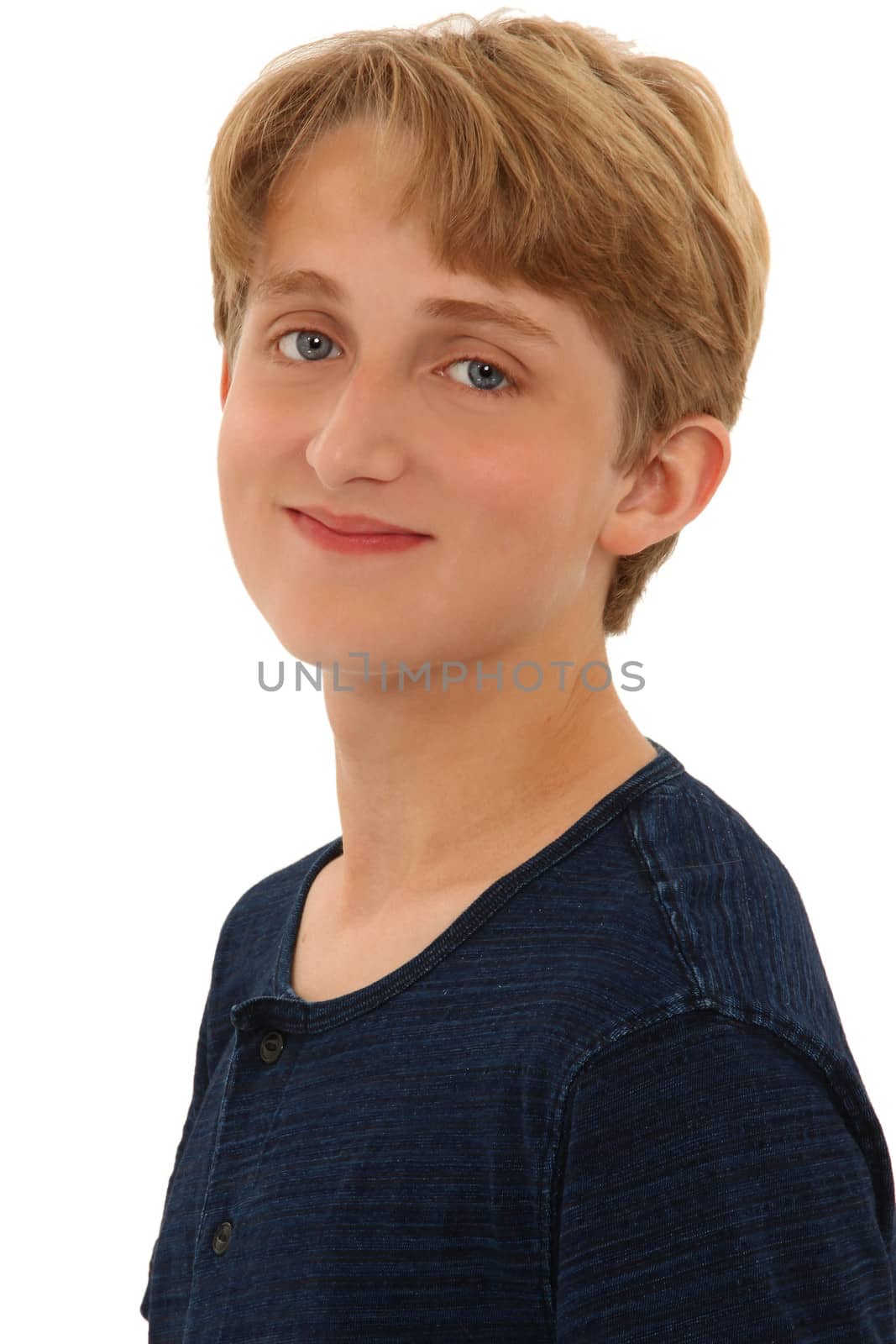 Attractive Caucasian Teen Boy Smiling over White BAckground by duplass