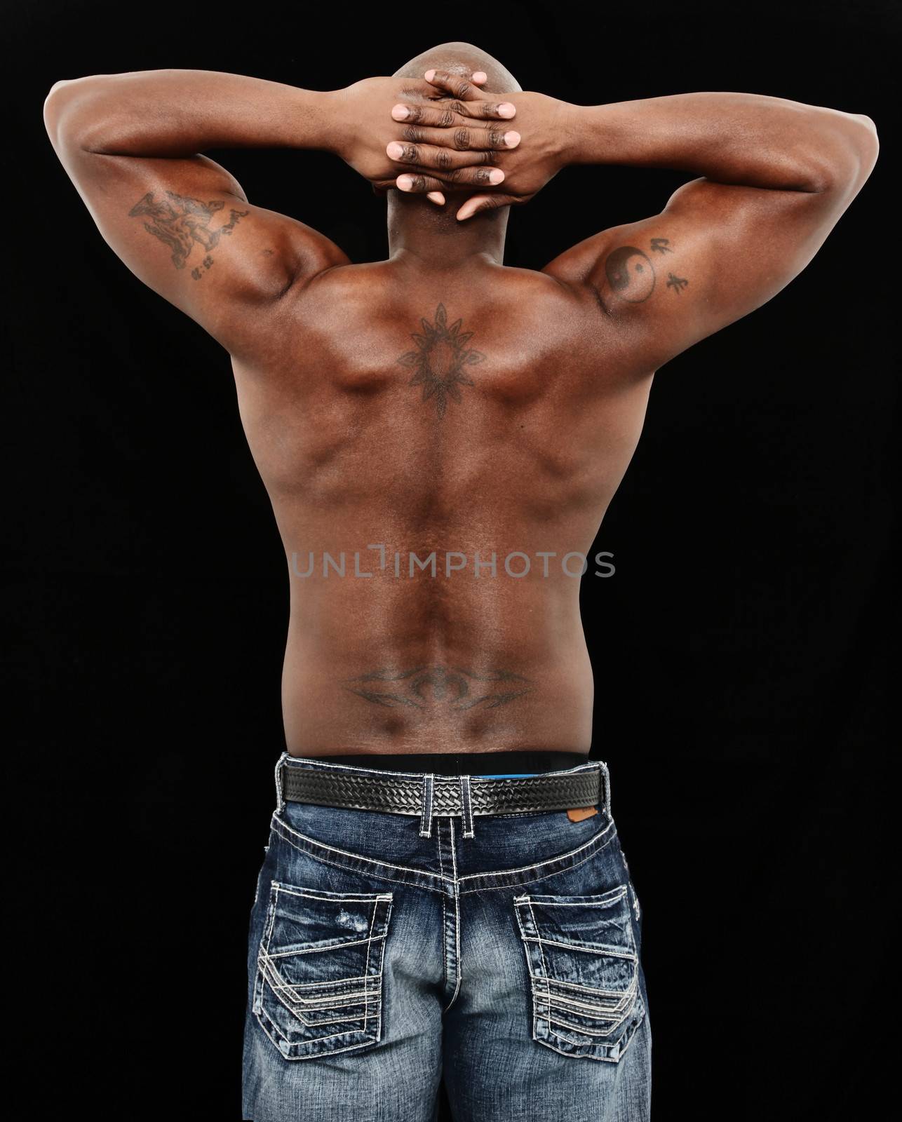 Fit Black Man in Jeans No Shirt by duplass