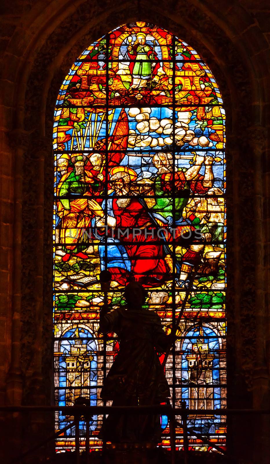 Moses Stained Glass Angel Statue Seville Cathedral by bill_perry