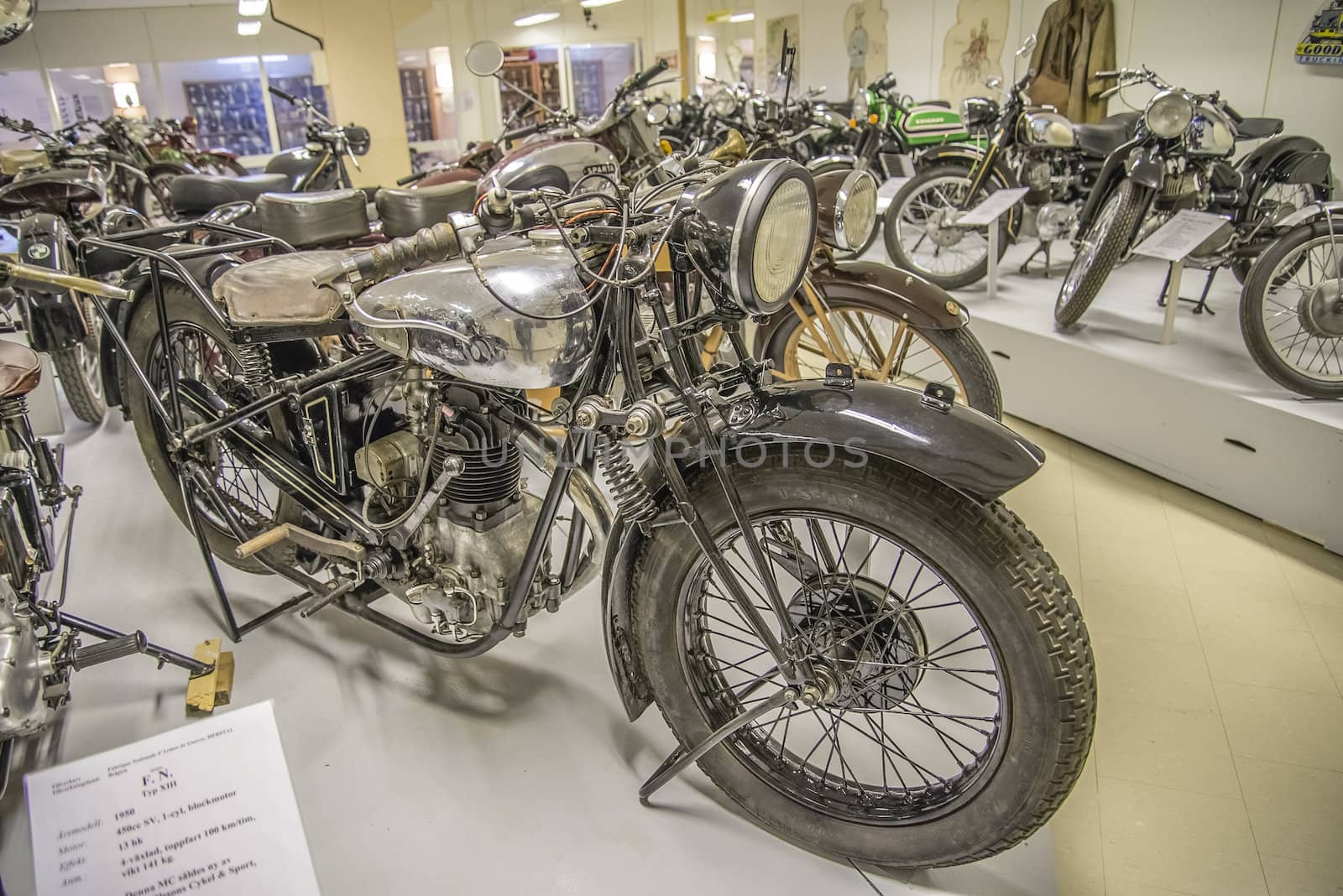 Engine: 495cc TV, 1-cyl, block engine, 12 hp. All the pictures are shot on Ed's motorcycle and Motor Museum in Ed, Sweden. Interesting museum, which is worth a visit.
