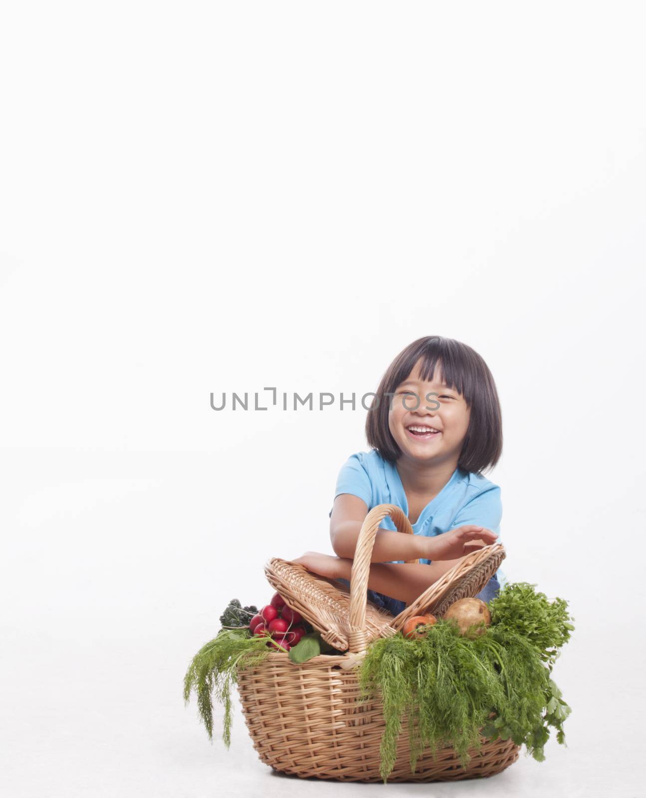 Child with Basket of Vegetables