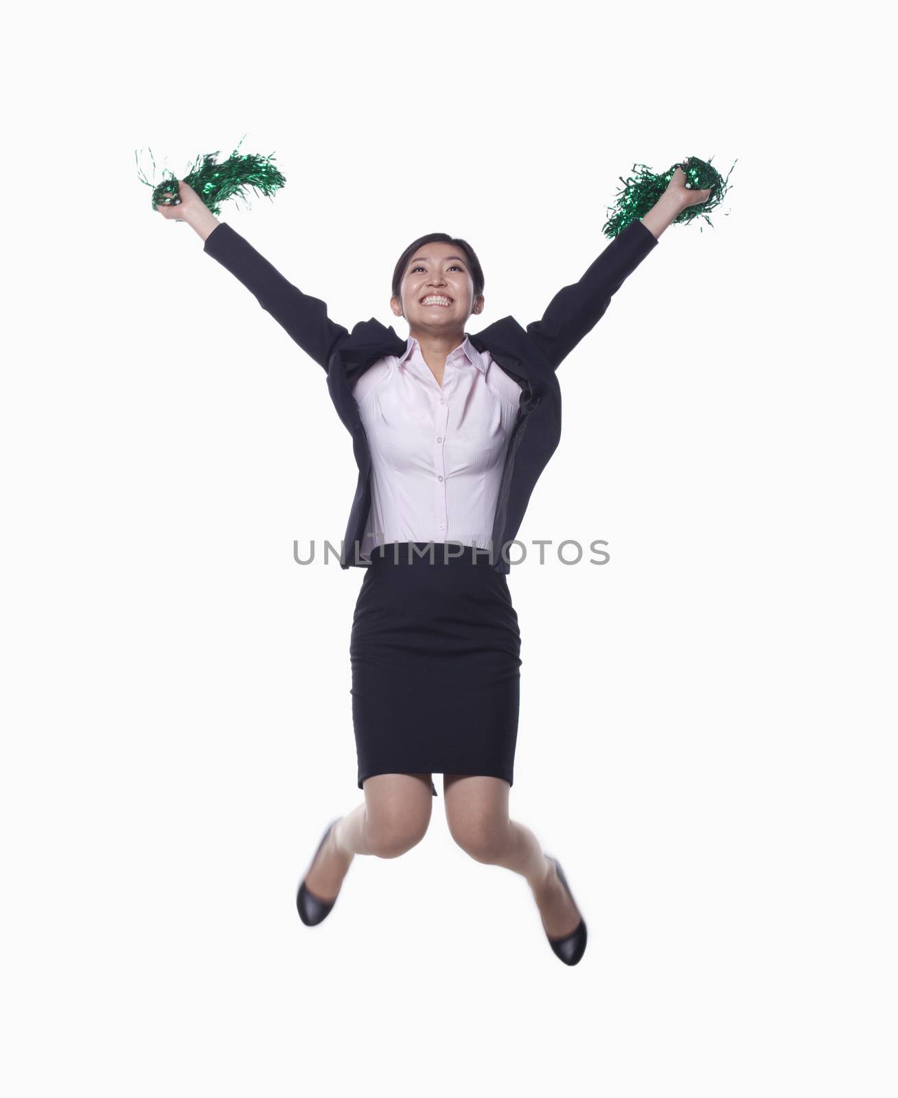 Businesswoman Jumping and Cheering