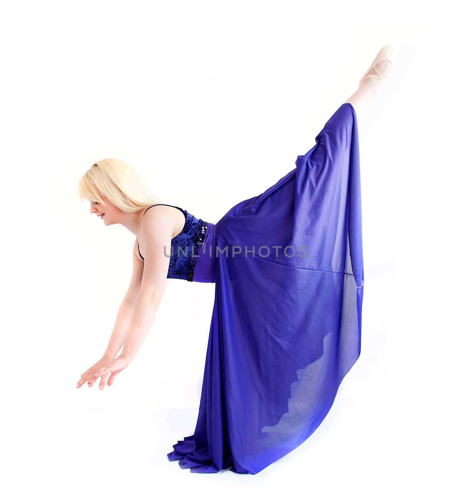 female ballet dancer isolated on white background