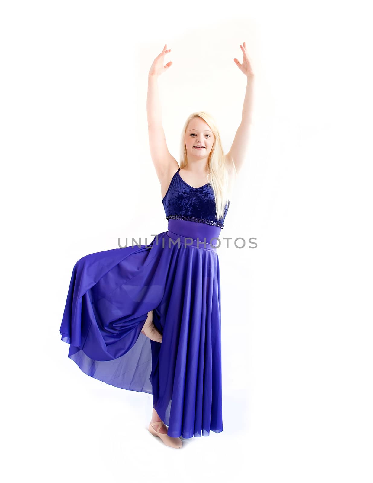 female ballet dancer isolated on white background