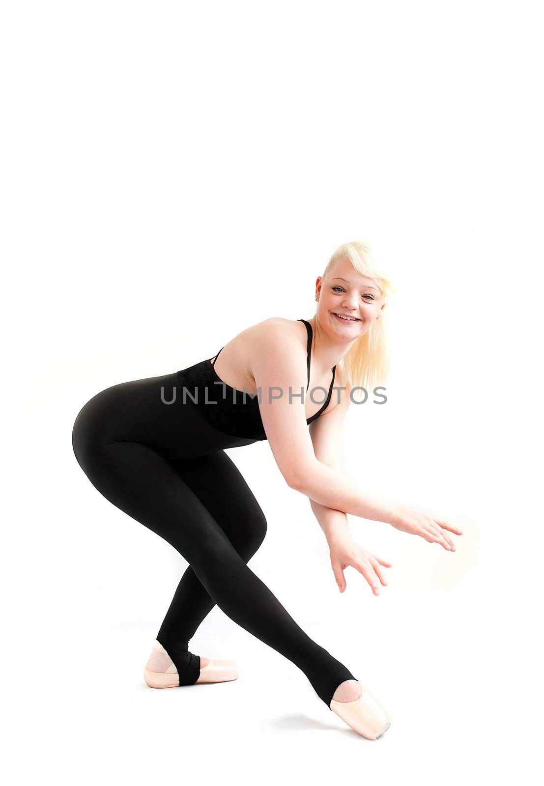 female ballet dancer isolated on white background