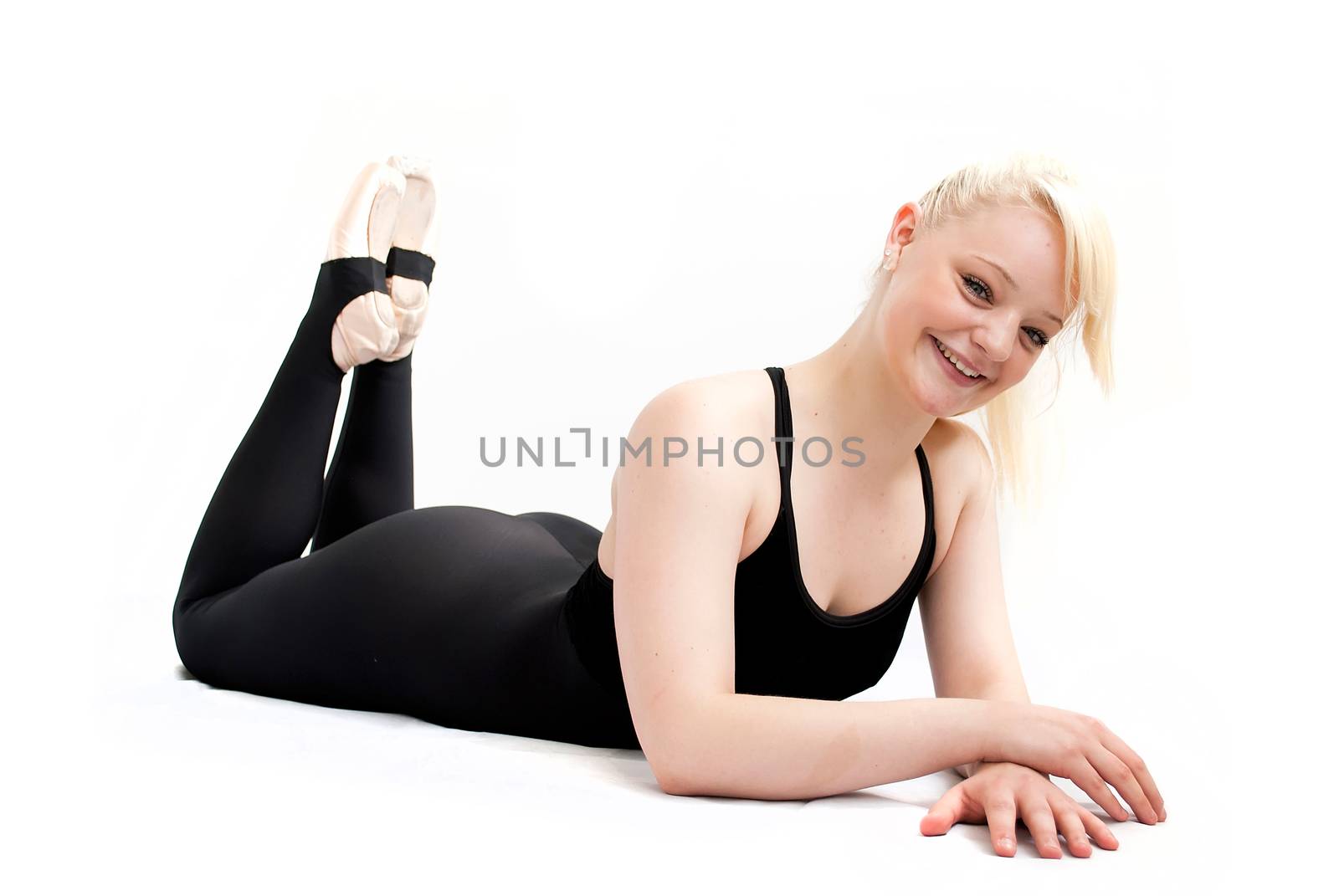 female ballet dancer isolated on white background