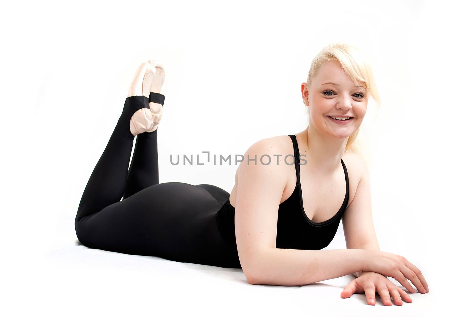 female ballet dancer isolated on white background