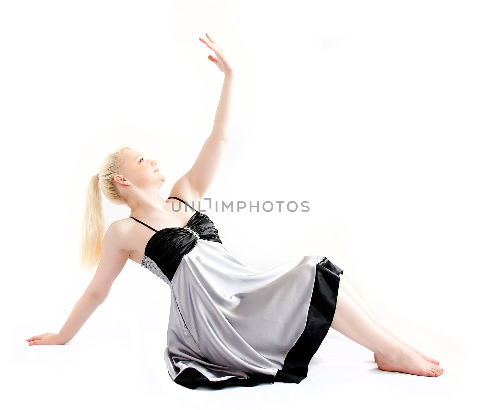 female ballet dancer isolated on white background