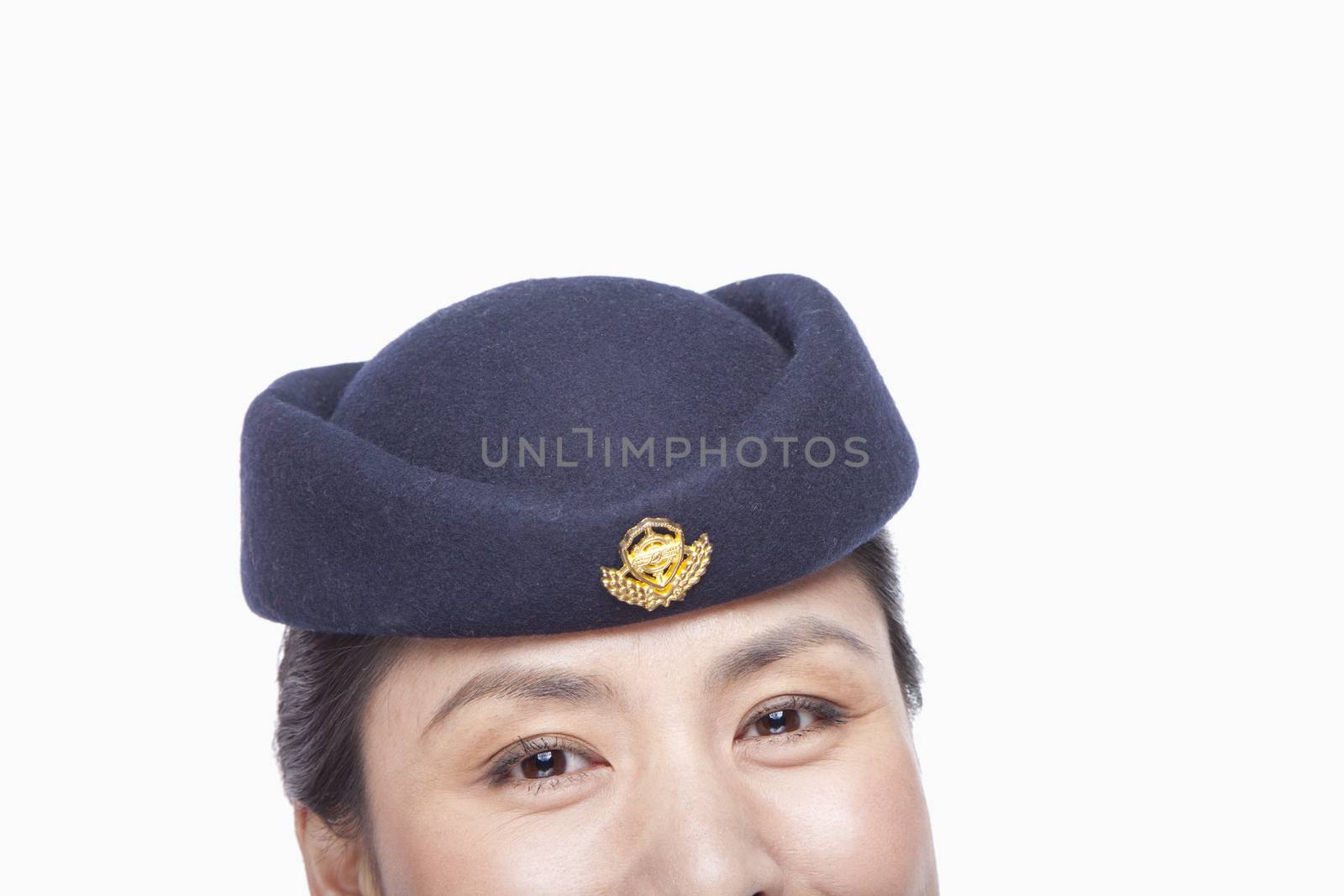 Headshot of Air Stewardess, Top half of face