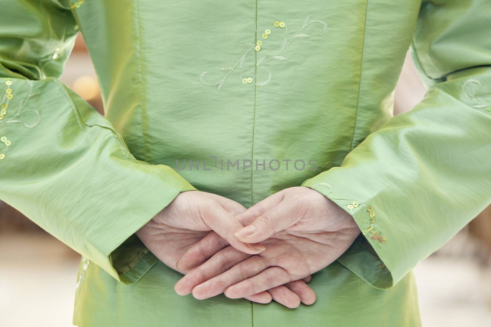 Restaurant/Hotel Hostess, Close-up on Hands