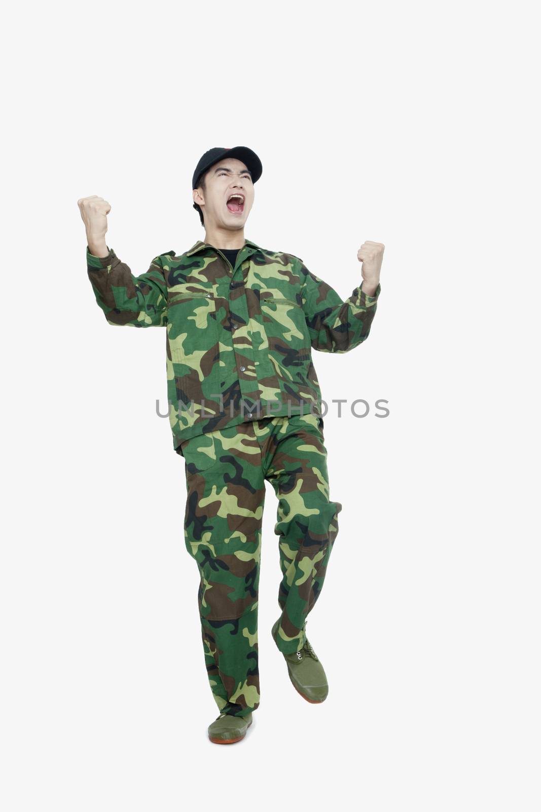 Solider Shouting, China, Studio Shot