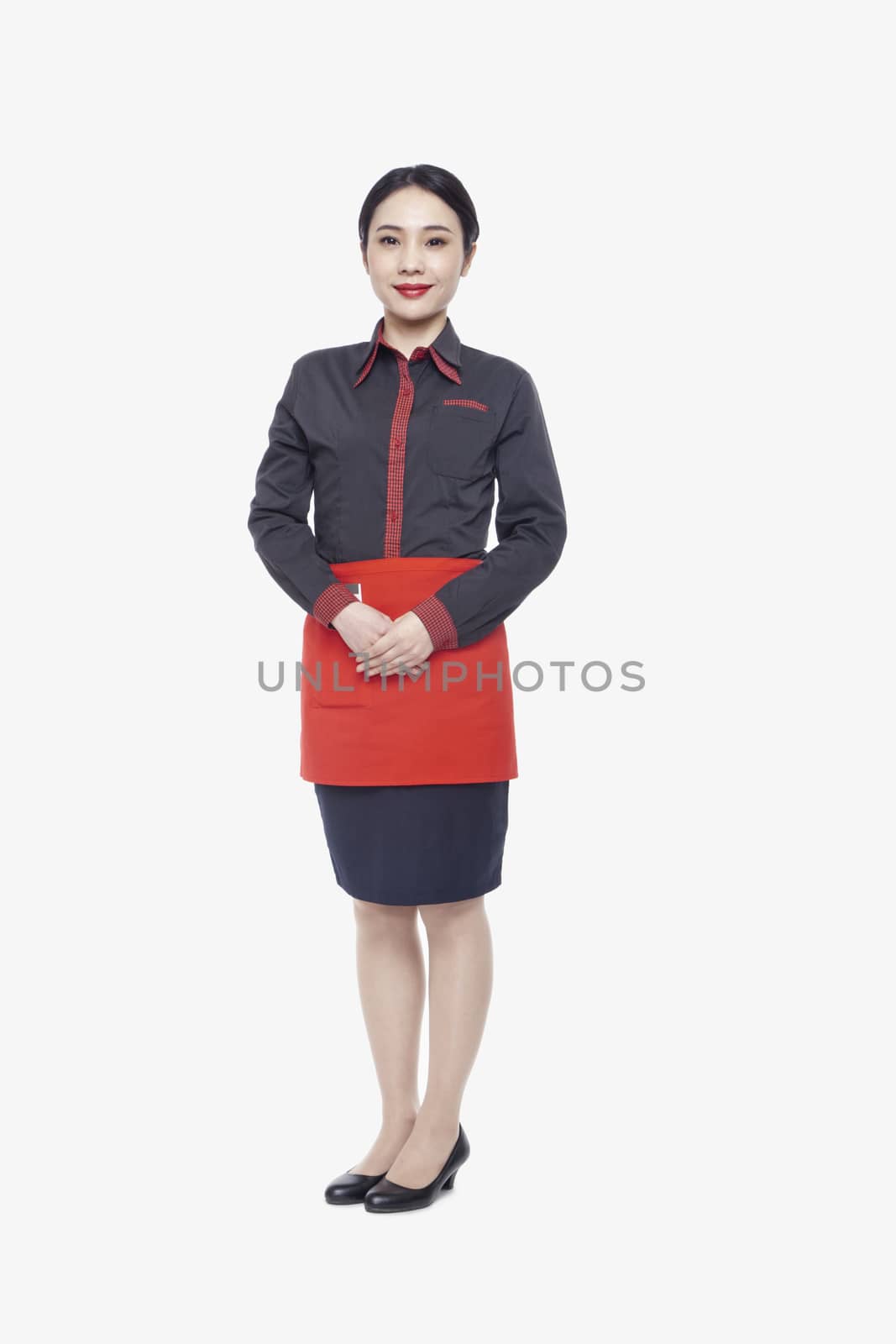 Young waitress, portrait, studio shot