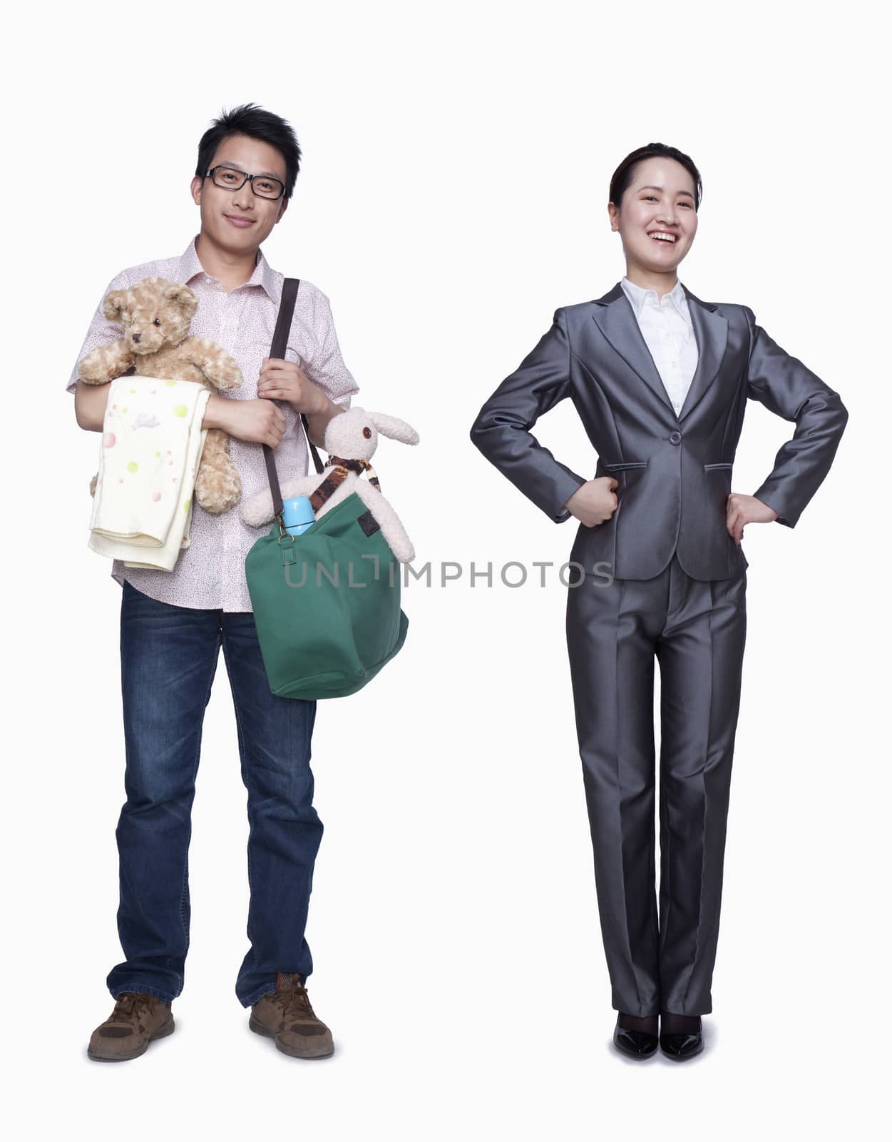 Businesswoman and stay in home father