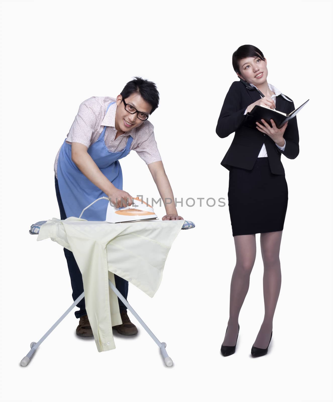 Businesswoman and stay in home father