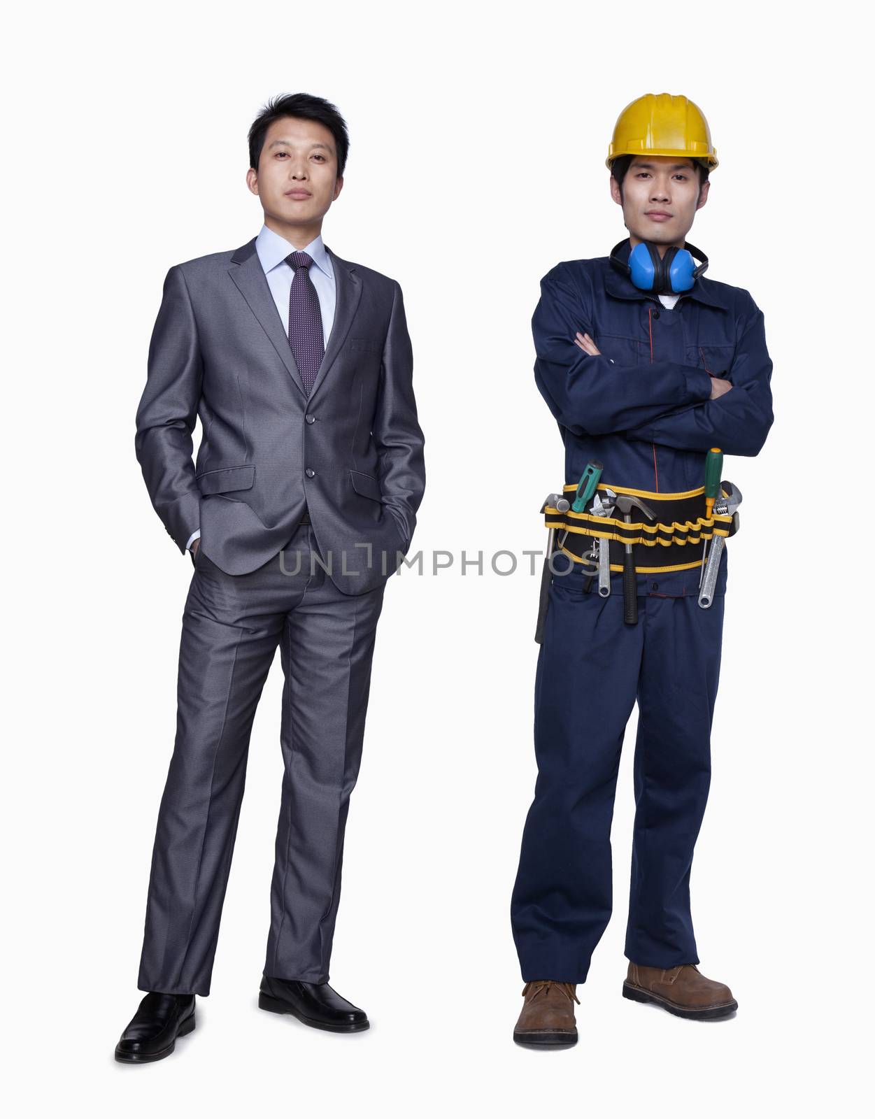 Businessman and construction worker