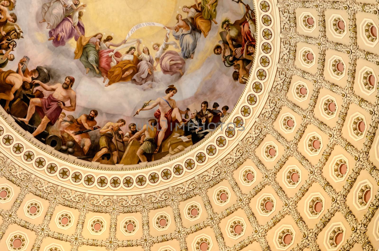 US Capitol Rotunda, detail of the interior decoration