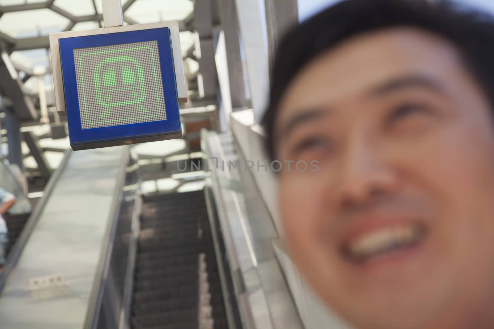 Adult men in the subway station