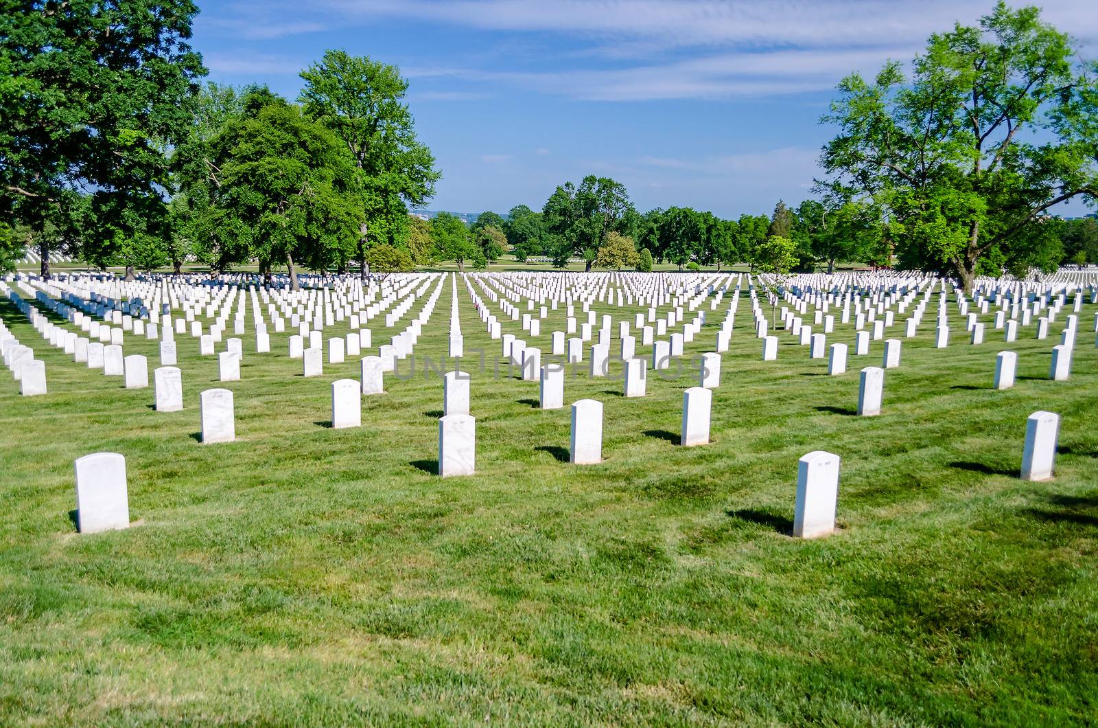 Arlington National Cemetery, rows of white grave stones