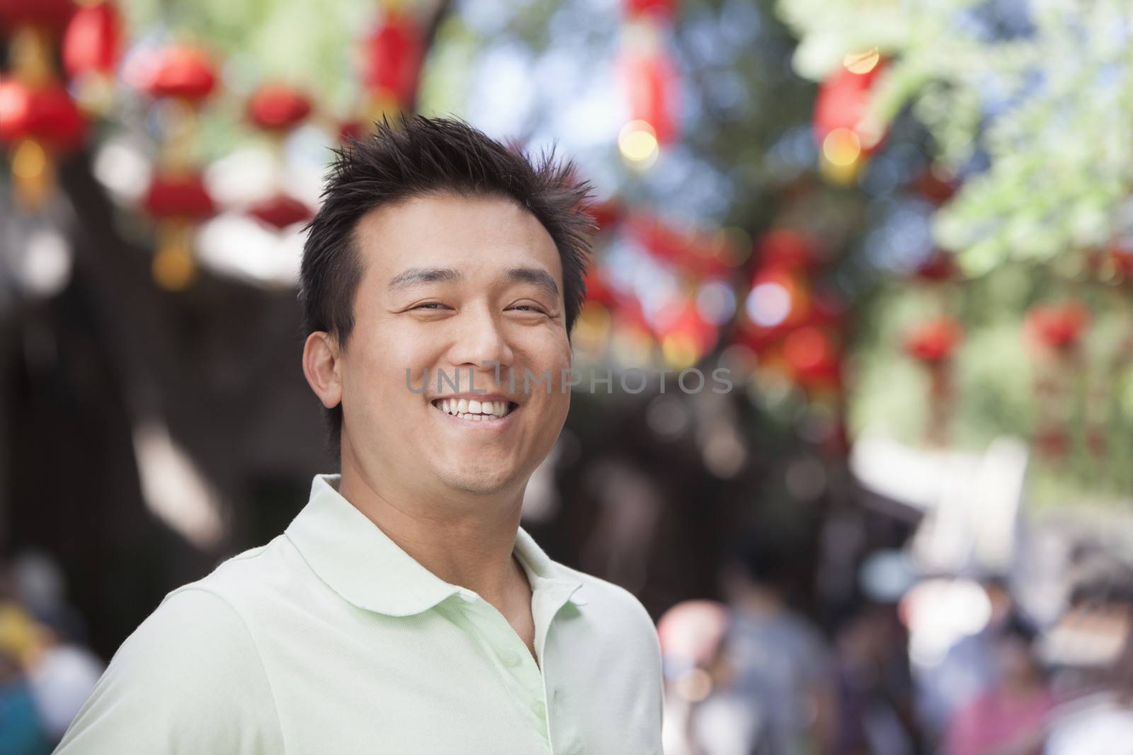 Laughing Mid Adult Man in Nanluoguxiang, Beijing