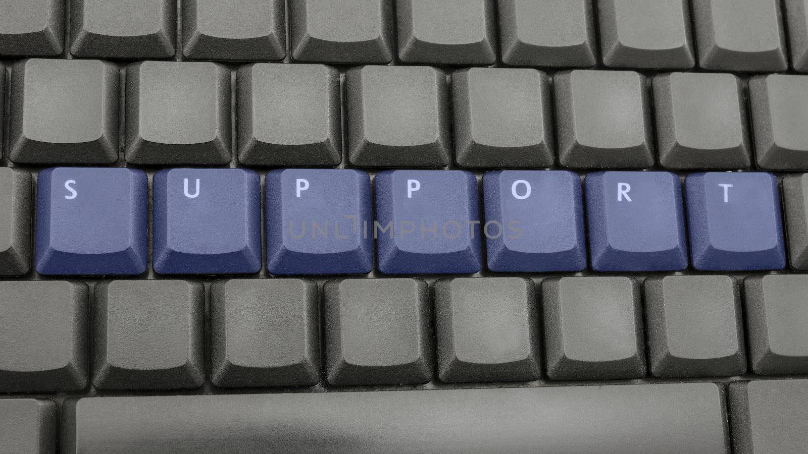 Word support written on black keyboard.
