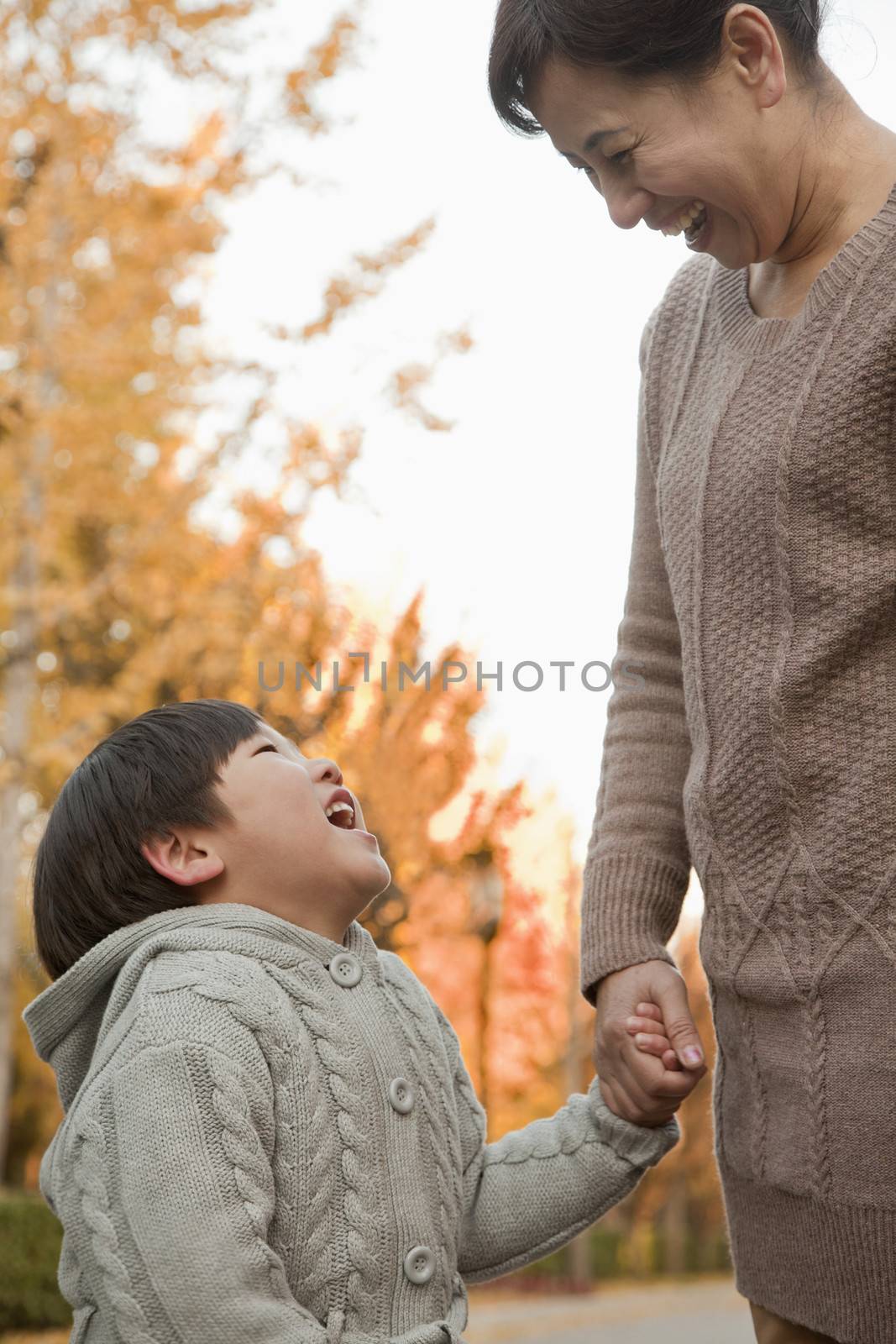 Grandmother and Grandson in the Park