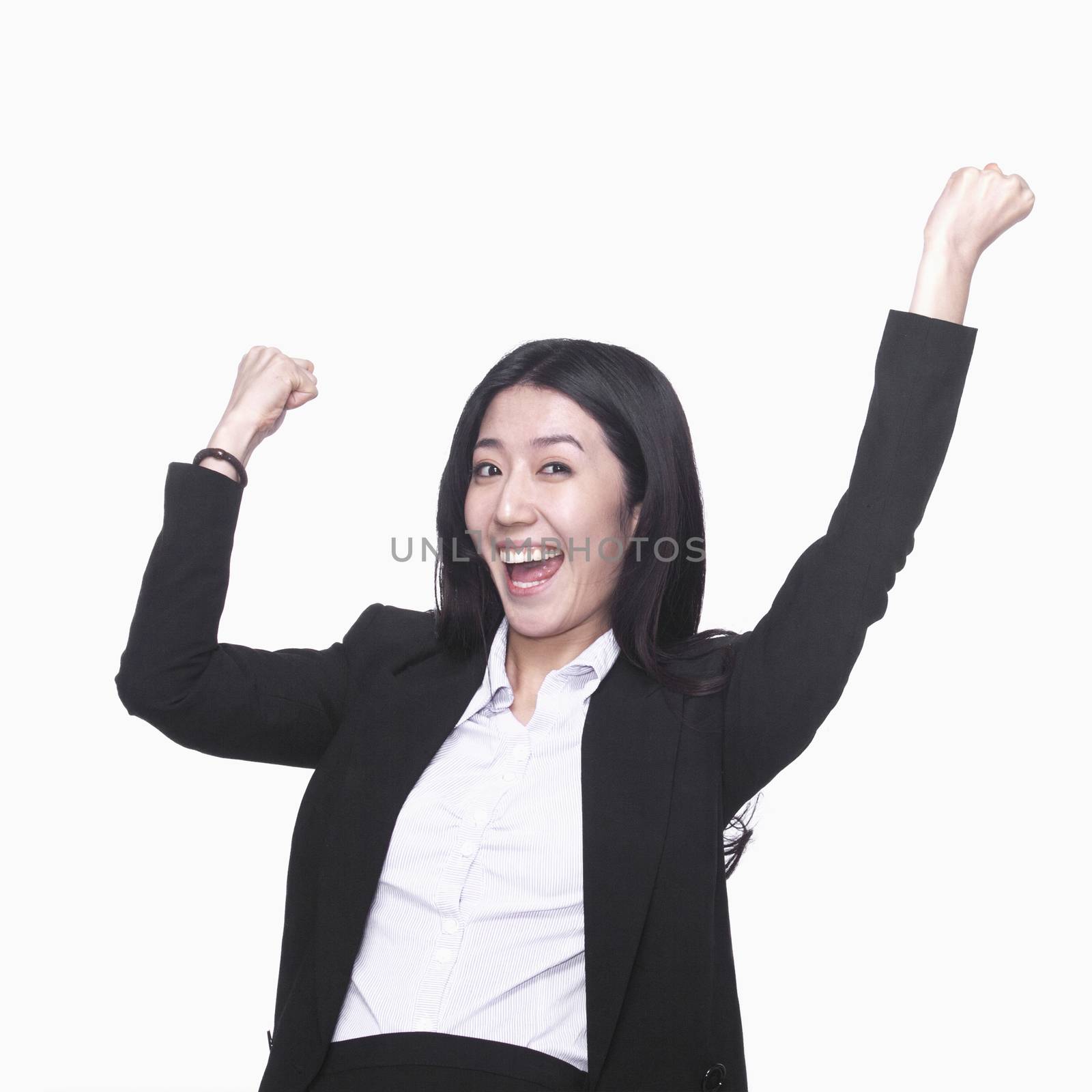 Businesswoman cheering by XiXinXing