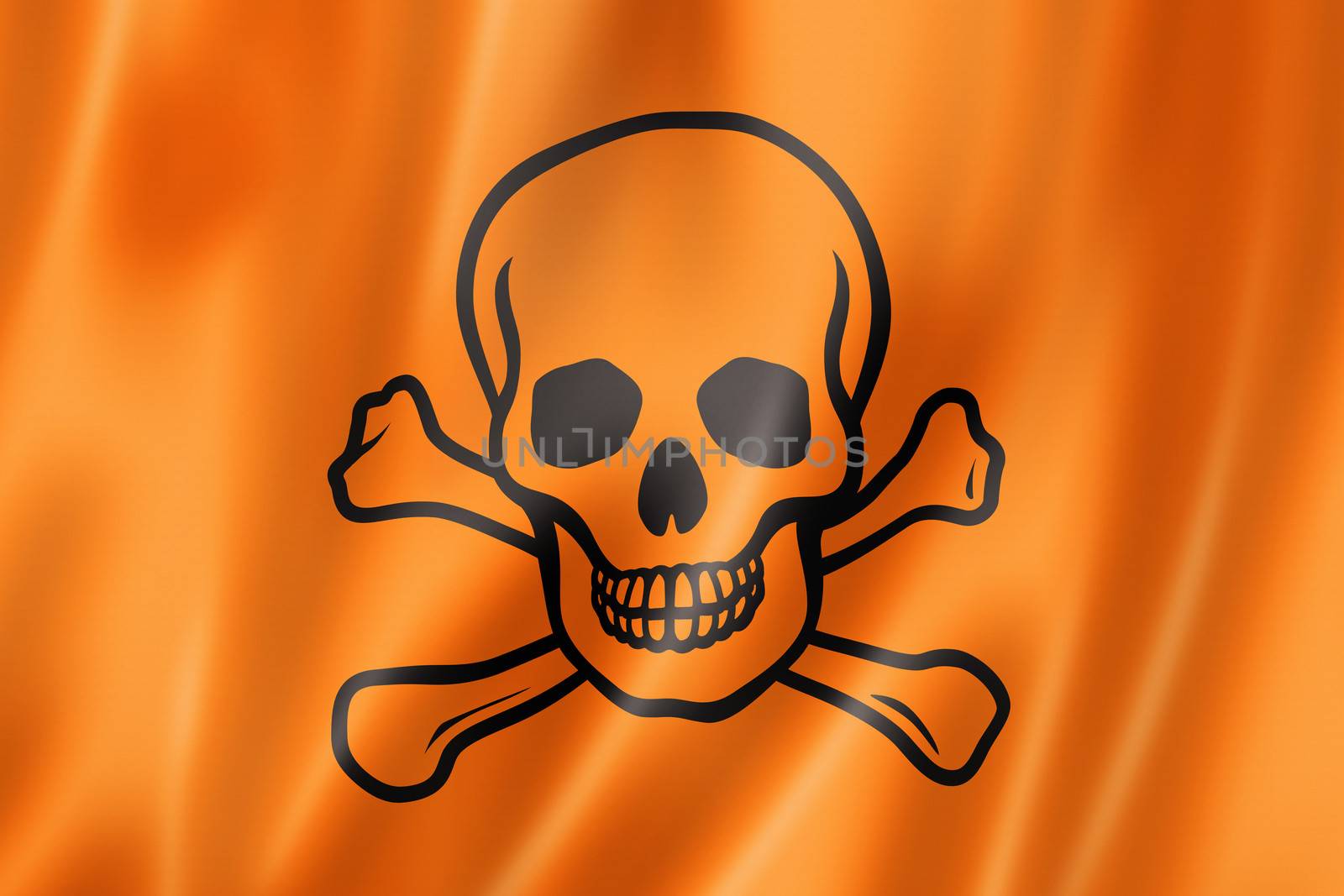 toxic poison skull flag, three dimensional render, satin texture