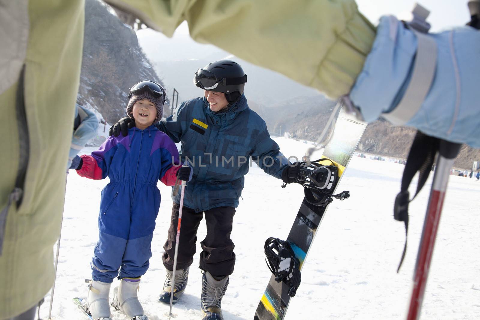 Family Skiing in Ski Resort
