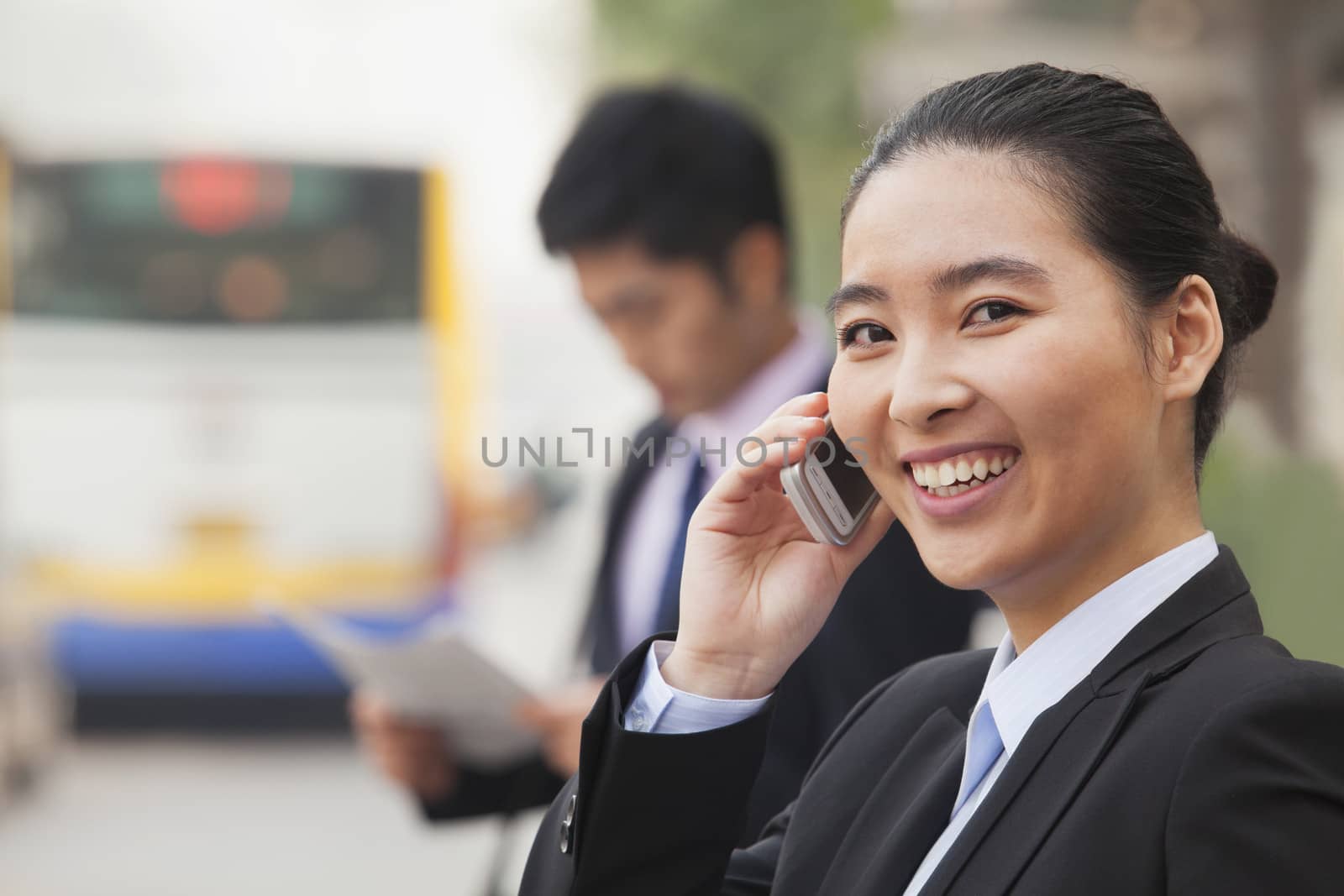 Young Businesswoman on the phone, Beijing, China