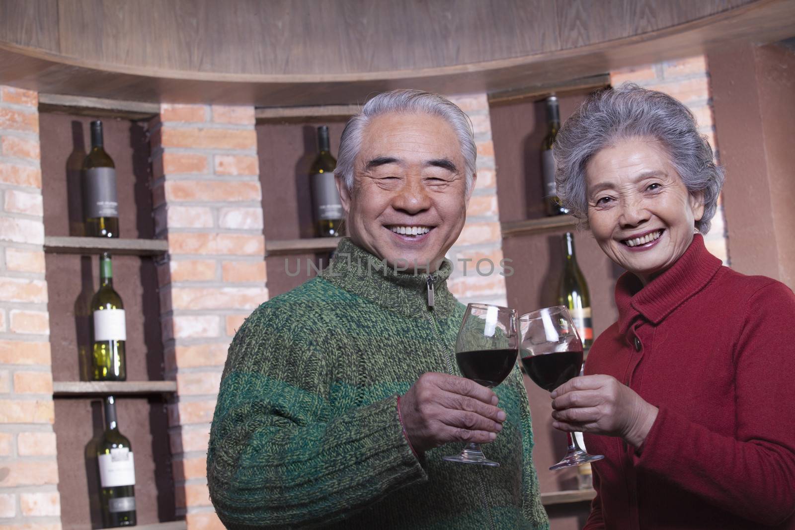 Senior Couple Toasting with Wine Glass